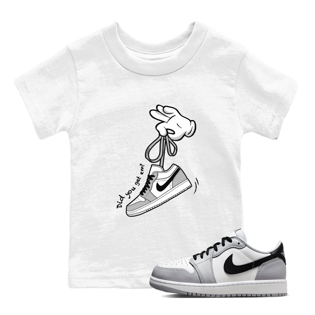 Cartoon Hands snkmatch Tees Kids - Air Jordan 1 Wolf Grey
