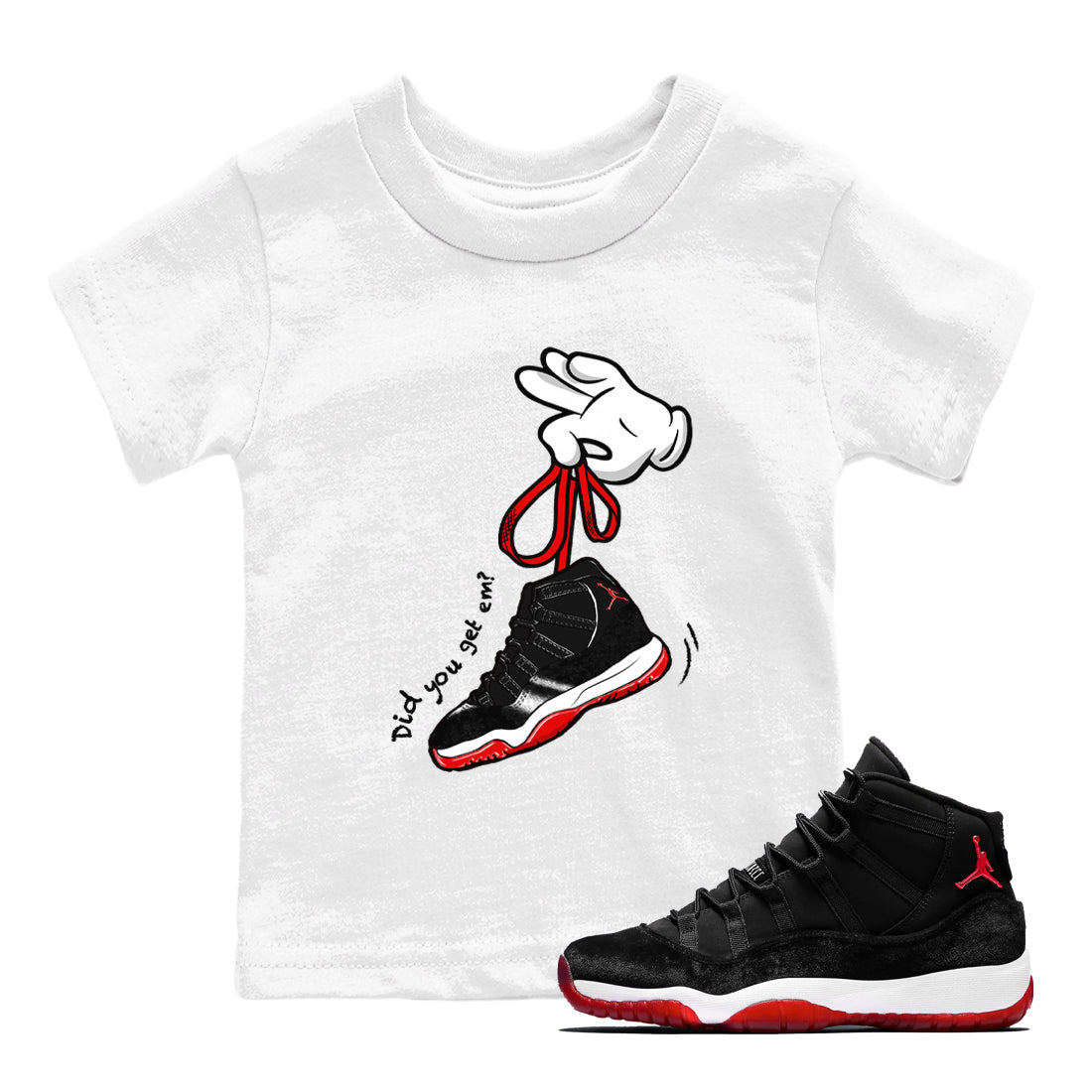 Cartoon Hands snkmatch Tees Kids - Air Jordan 11 Bred Velvet