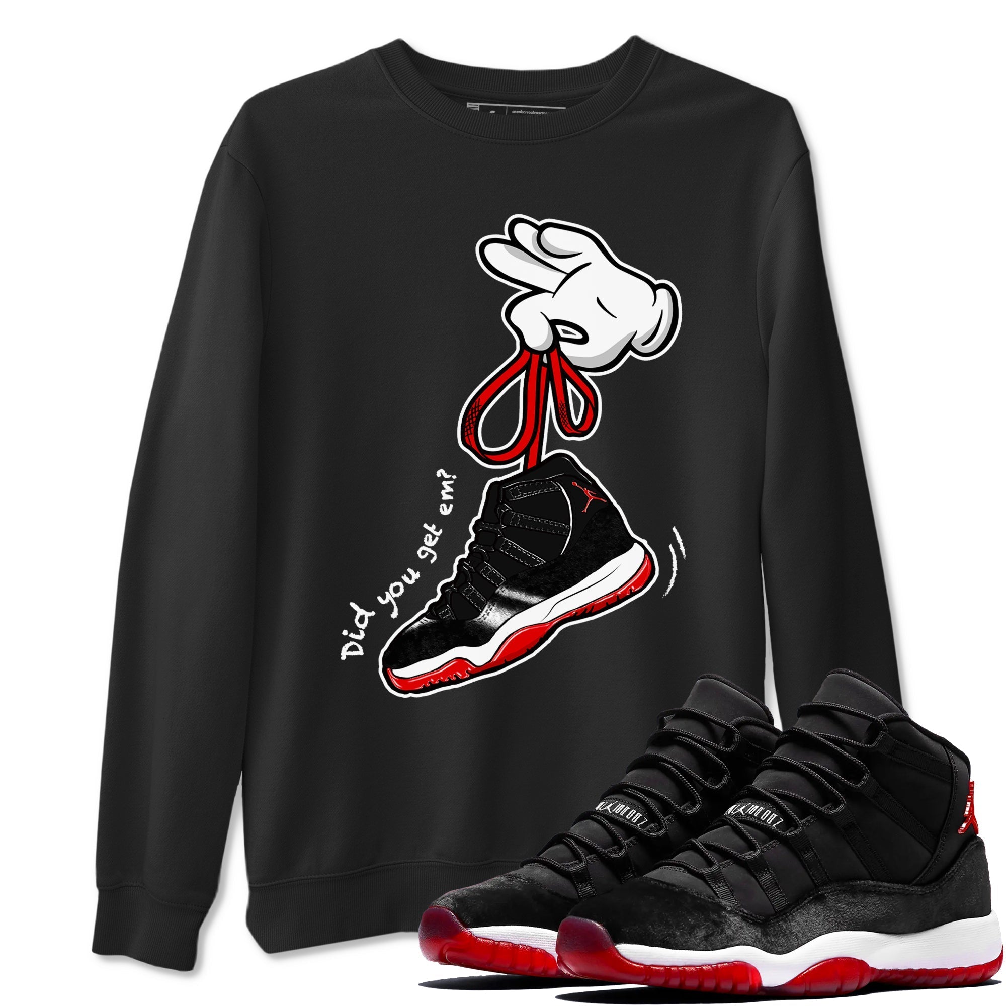Cartoon Hands snkmatch Tees - Air Jordan 11 Bred Velvet