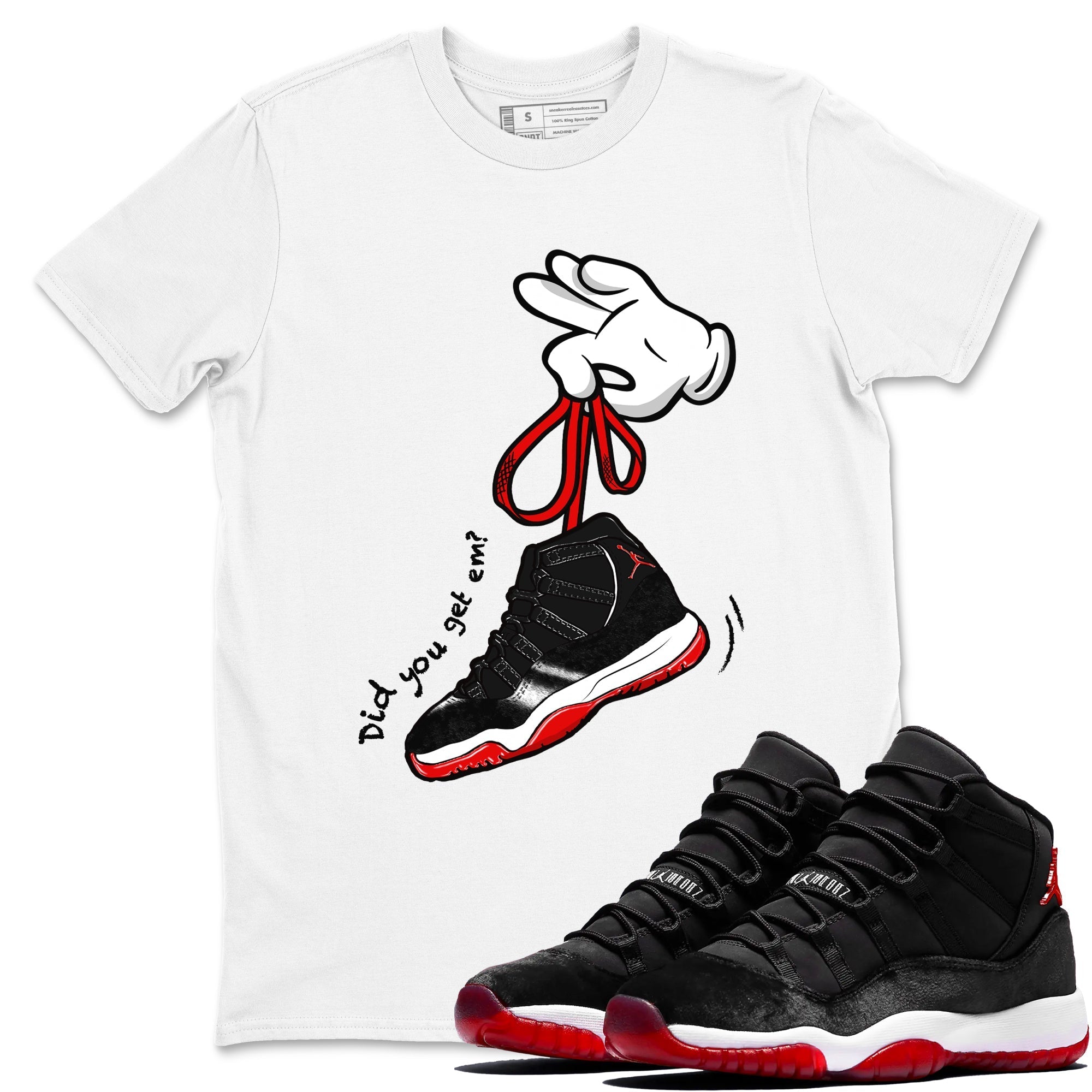 Cartoon Hands snkmatch Tees - Air Jordan 11 Bred Velvet