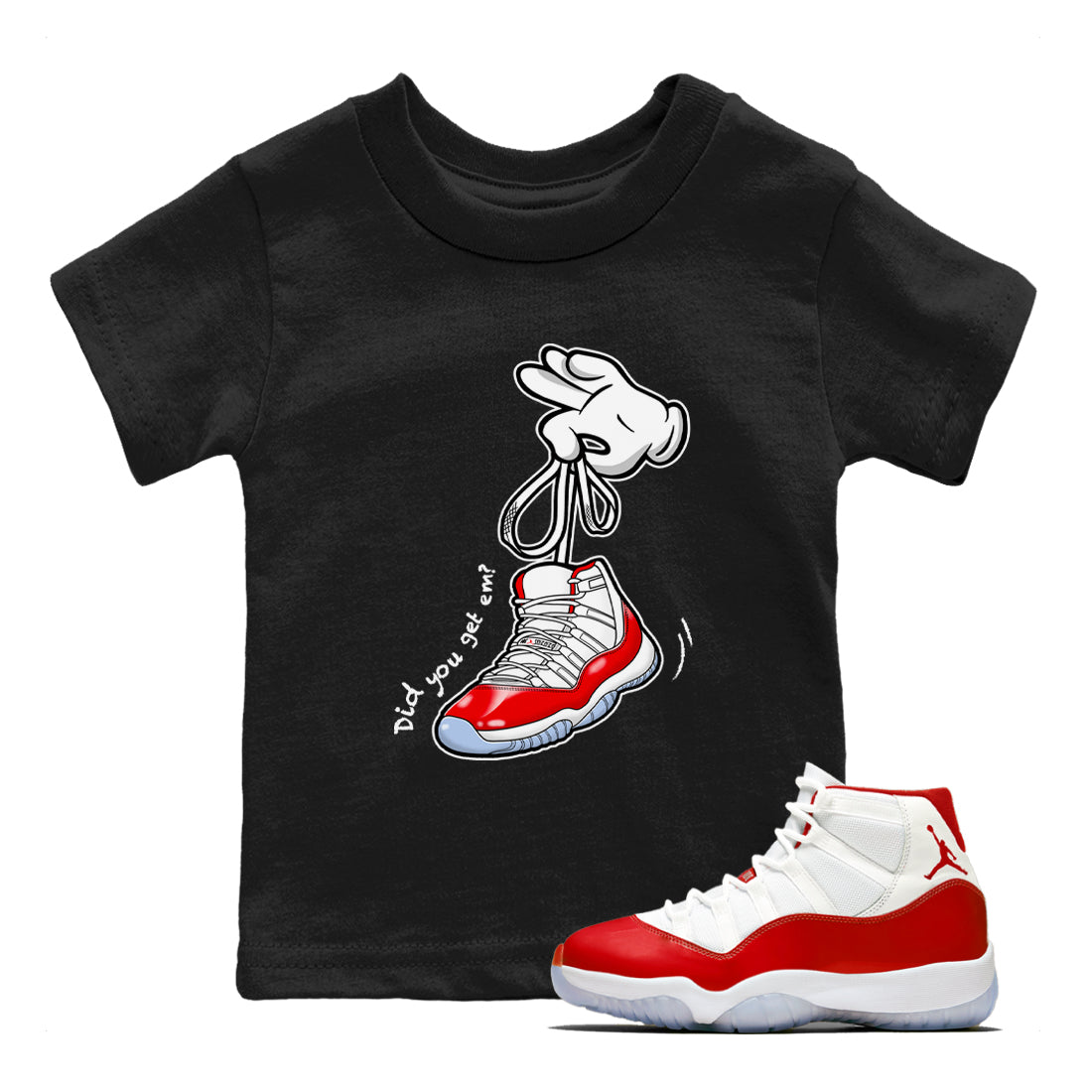 Cartoon Hands snkmatch Tees Kids - Air Jordan 11 Cherry