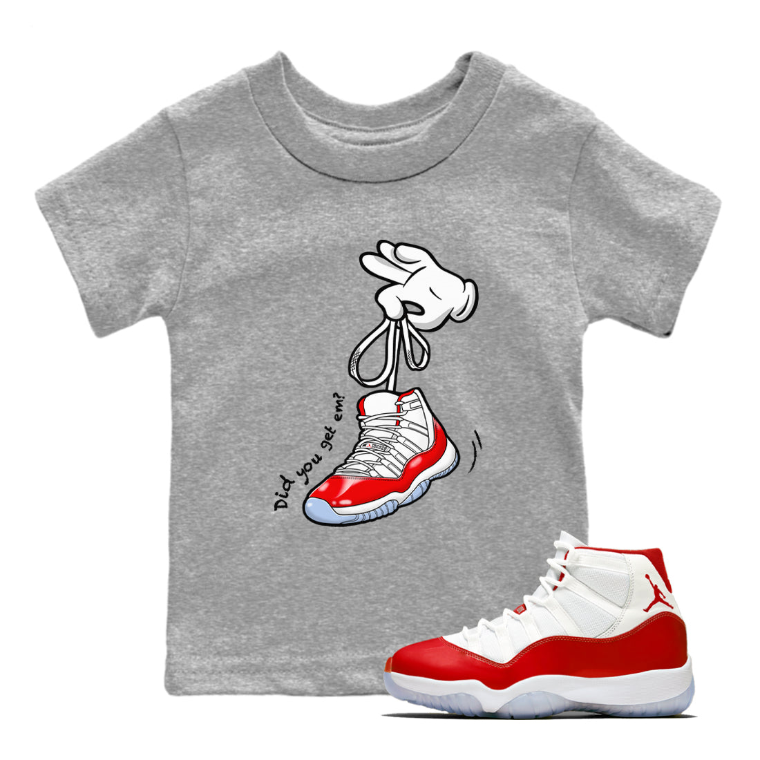 Cartoon Hands snkmatch Tees Kids - Air Jordan 11 Cherry