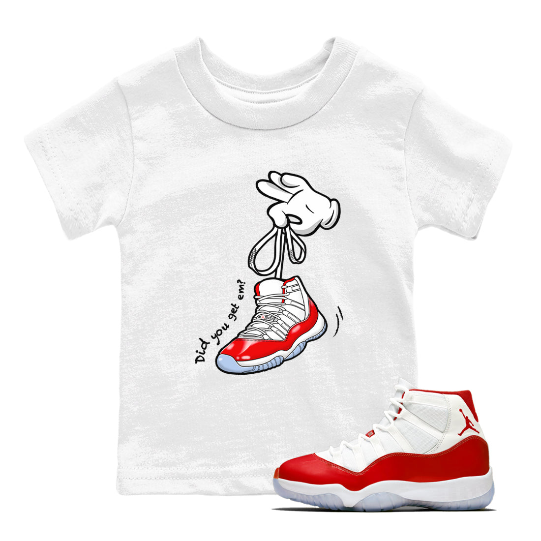Cartoon Hands snkmatch Tees Kids - Air Jordan 11 Cherry