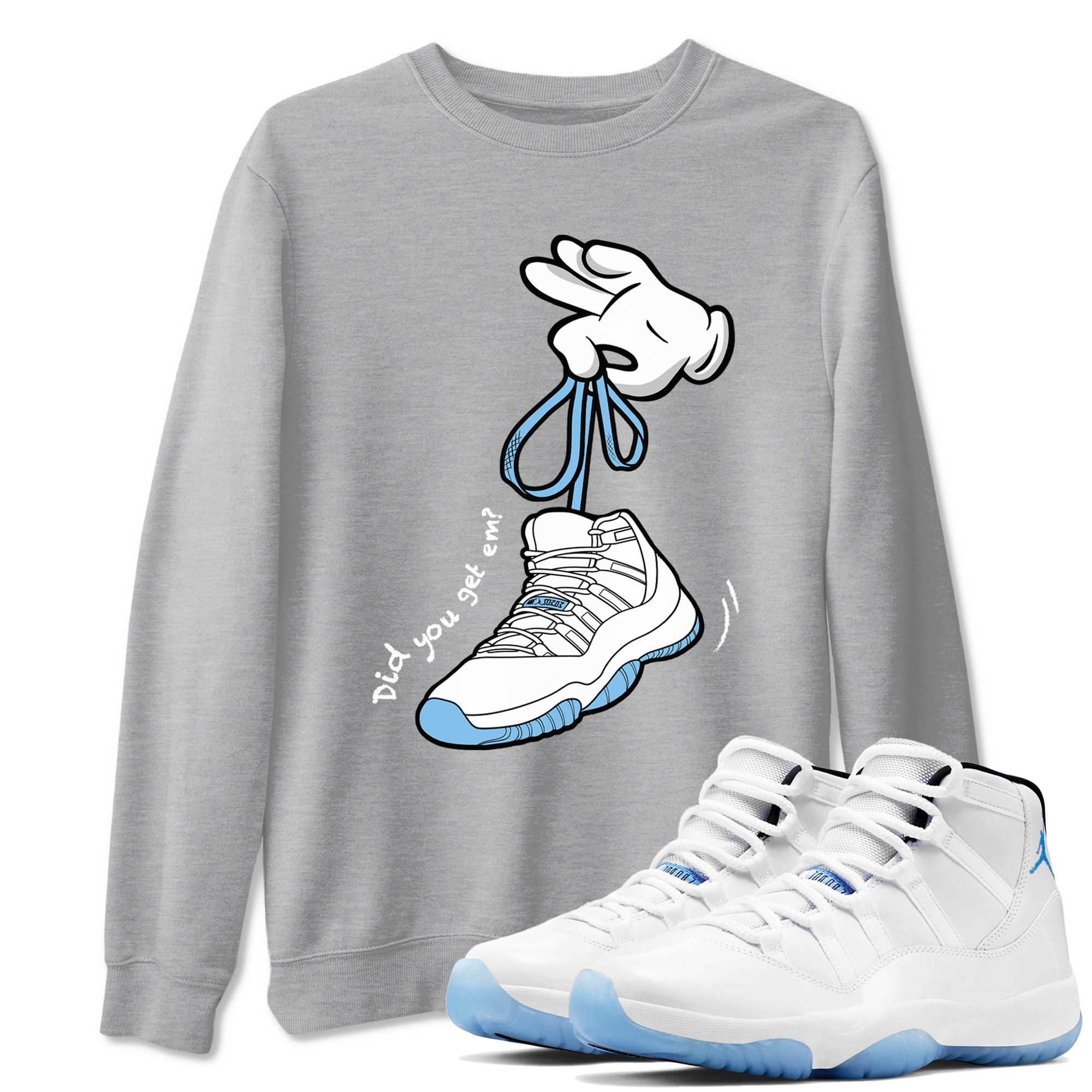 Cartoon Hands snkmatch Tees - Air Jordan 11 Legend Blue