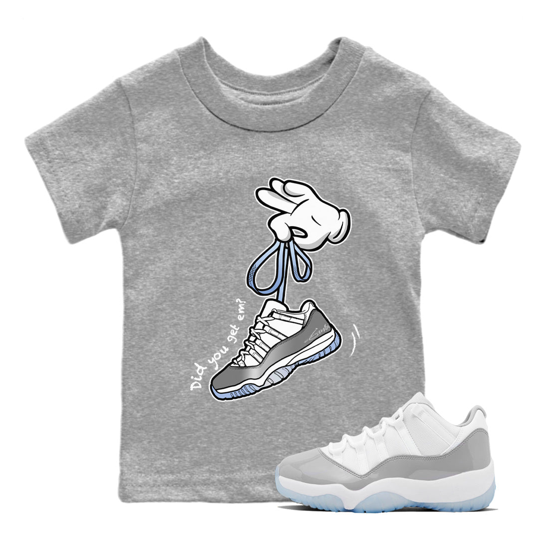 Cartoon Hands Kids Tops - Air Jordan 11 White Cement