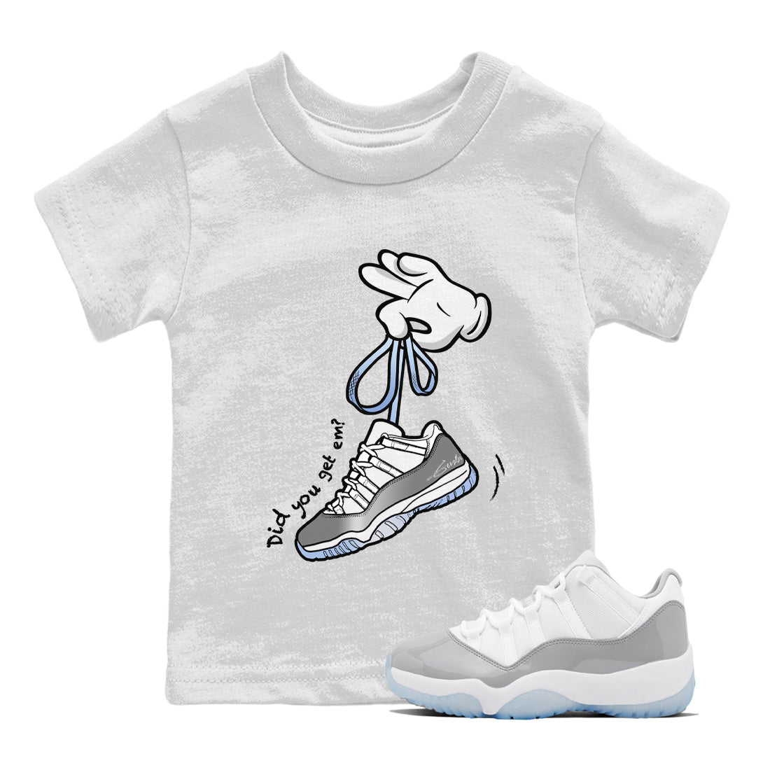 Cartoon Hands Kids Tops - Air Jordan 11 White Cement