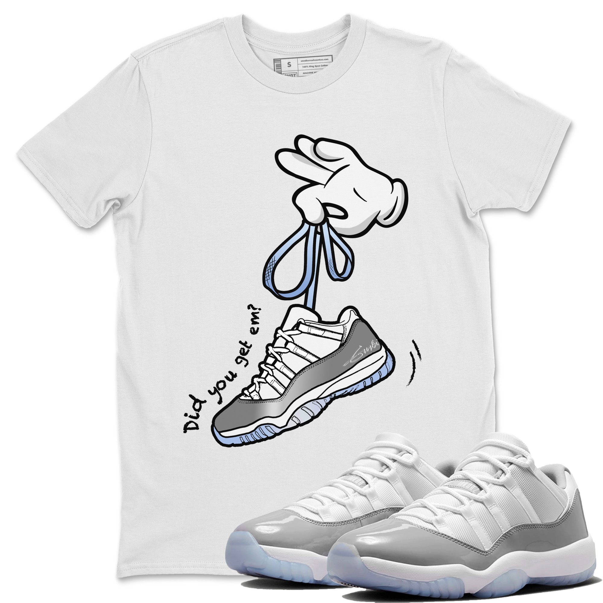 Cartoon Hands Unisex Tops - Air Jordan 11 White Cement