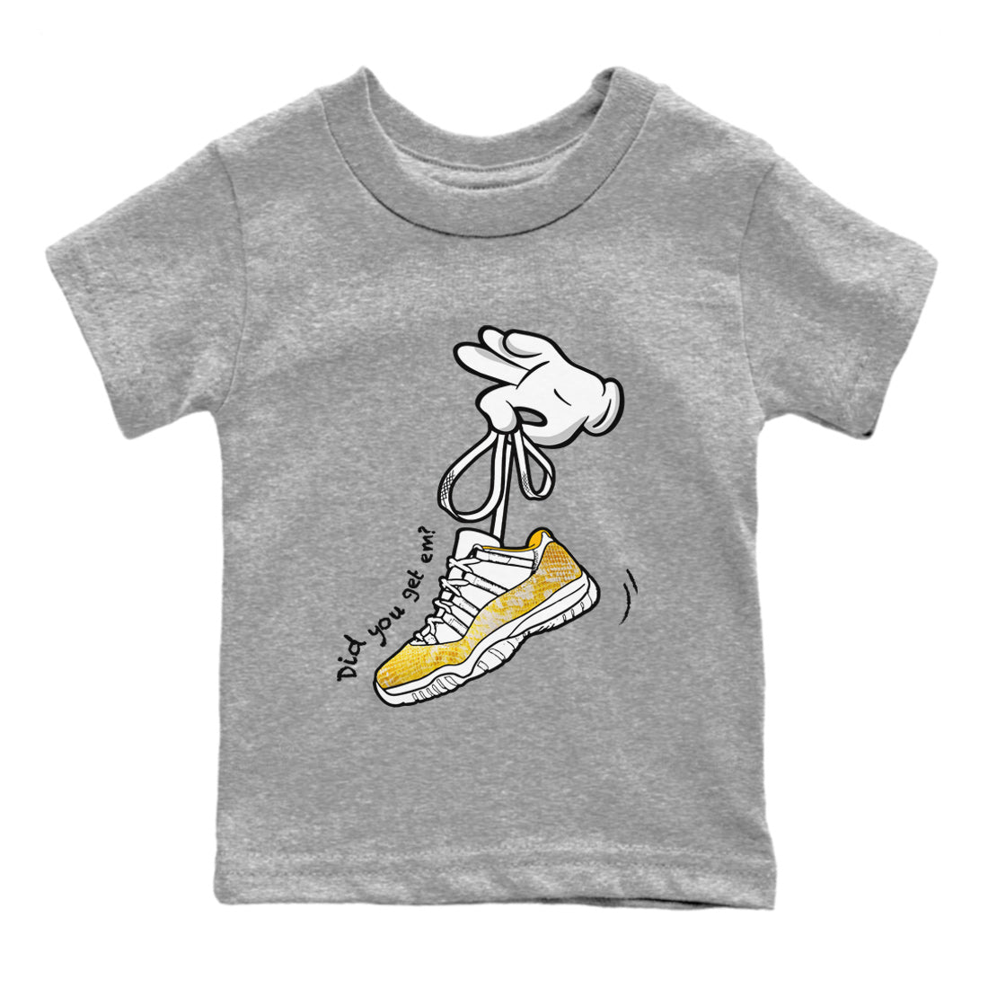 Cartoon Hands Kids Tops - Air Jordan 11 Yellow Python