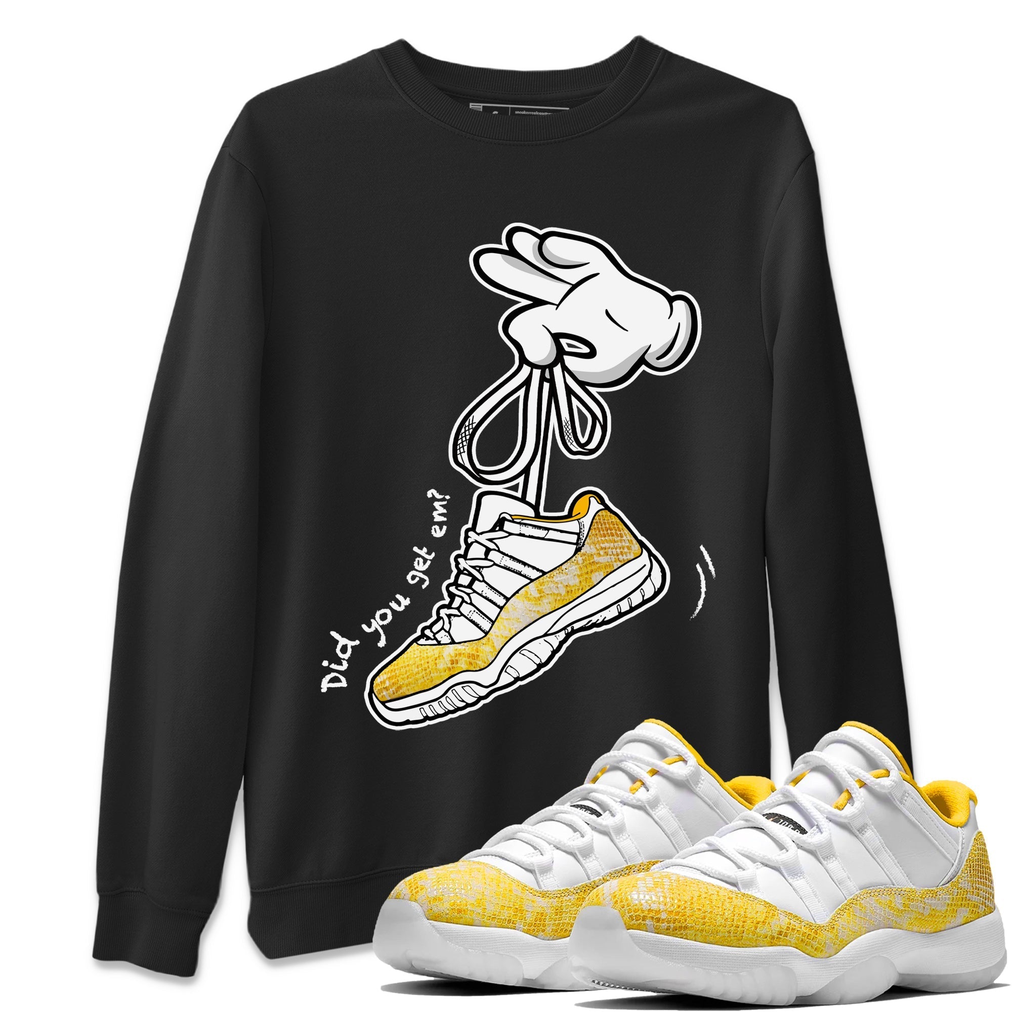 Cartoon Hands Unisex Tops - Air Jordan 11 Yellow Python