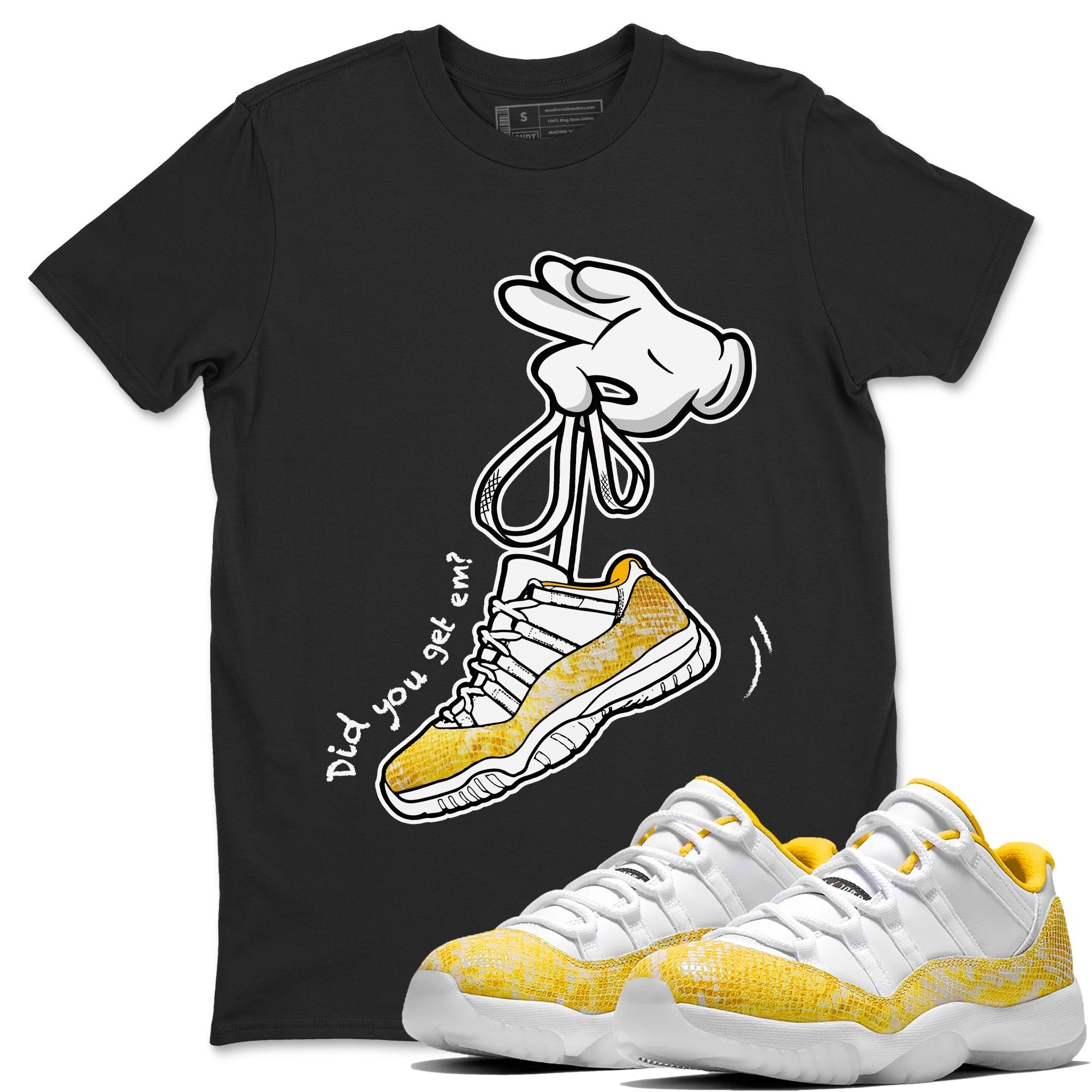 Cartoon Hands Unisex Tops - Air Jordan 11 Yellow Python