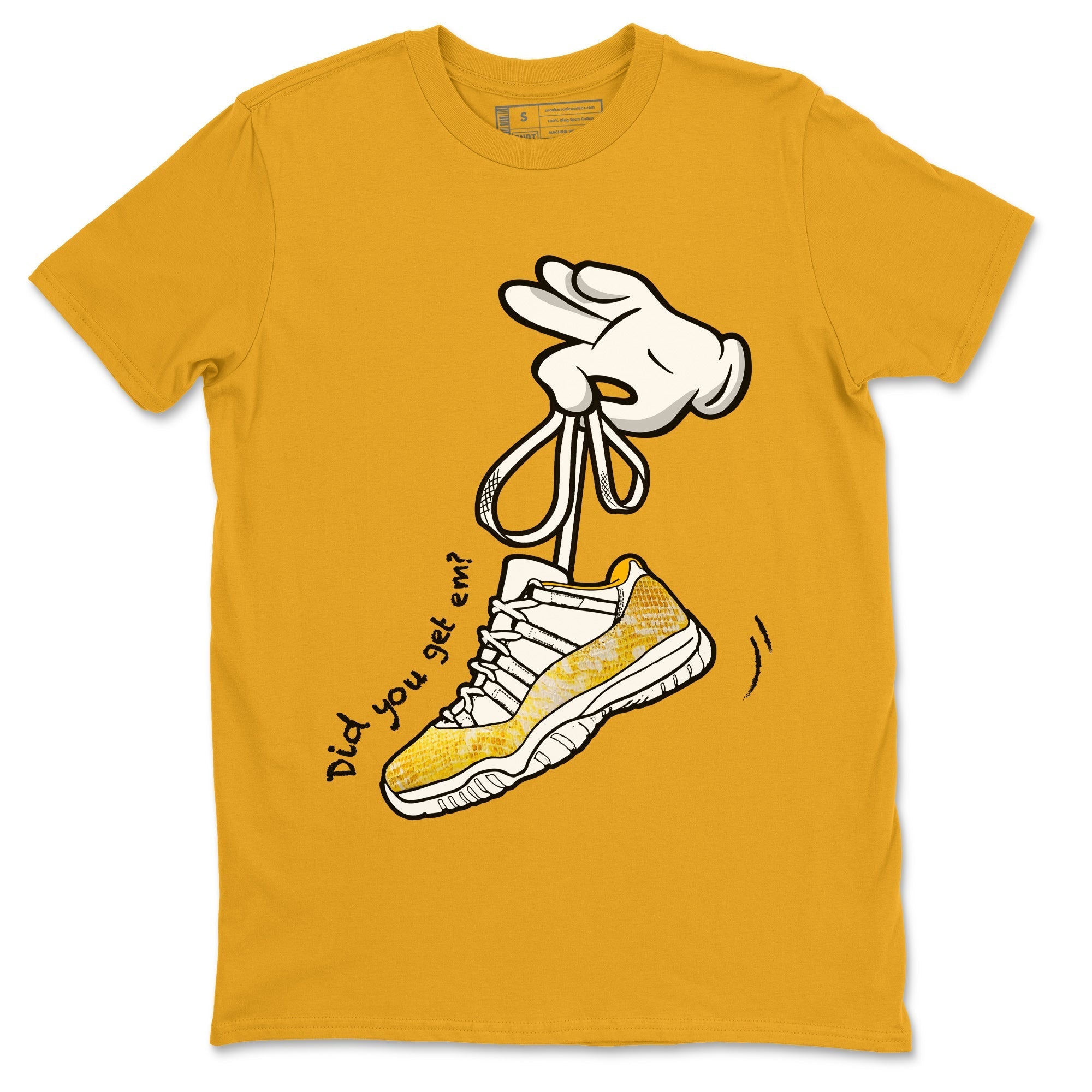 Cartoon Hands Unisex Tops - Air Jordan 11 Yellow Python