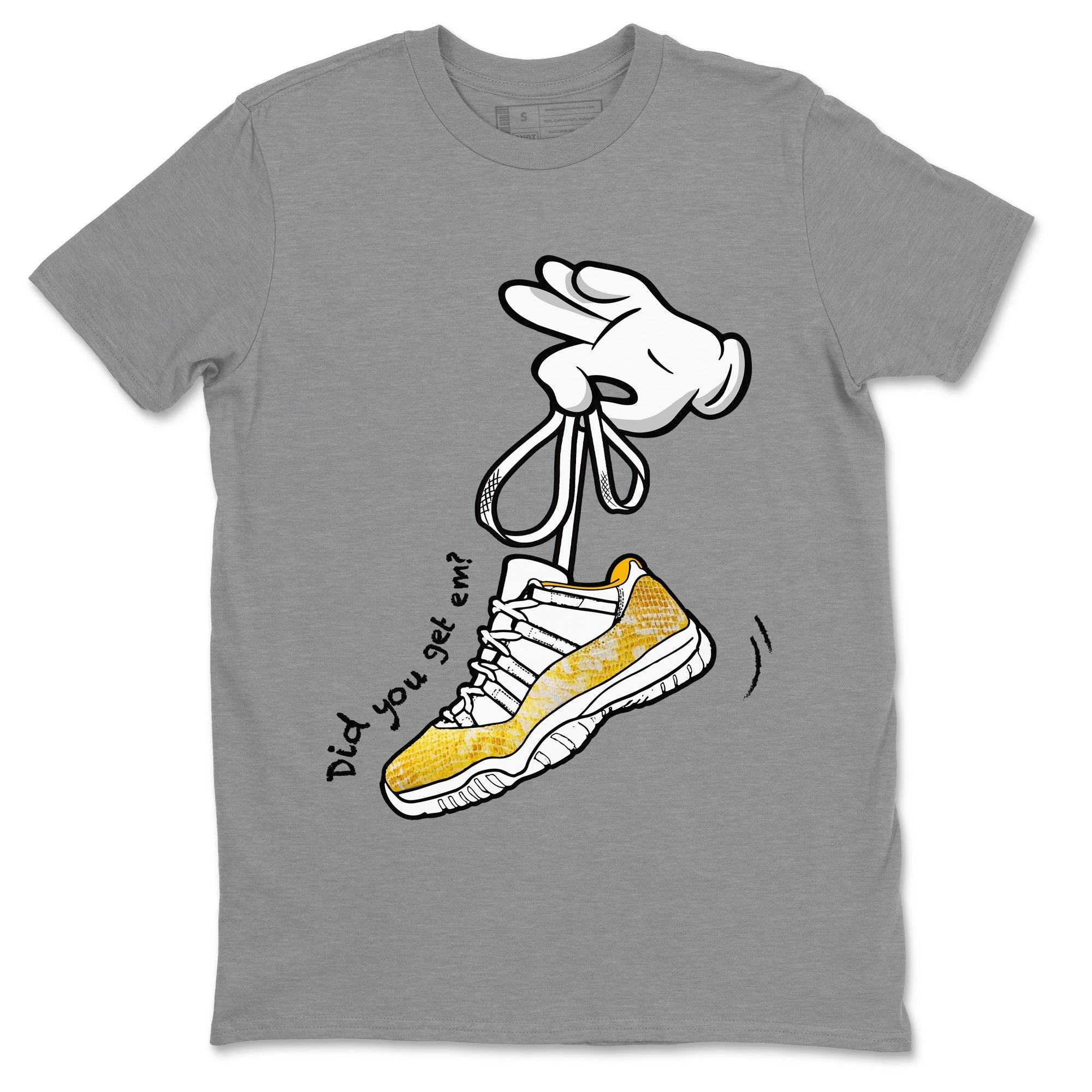 Cartoon Hands Unisex Tops - Air Jordan 11 Yellow Python