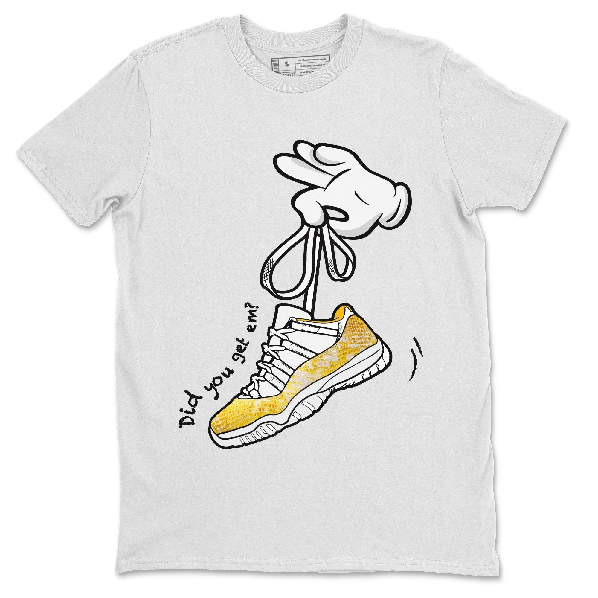 Cartoon Hands Unisex Tops - Air Jordan 11 Yellow Python