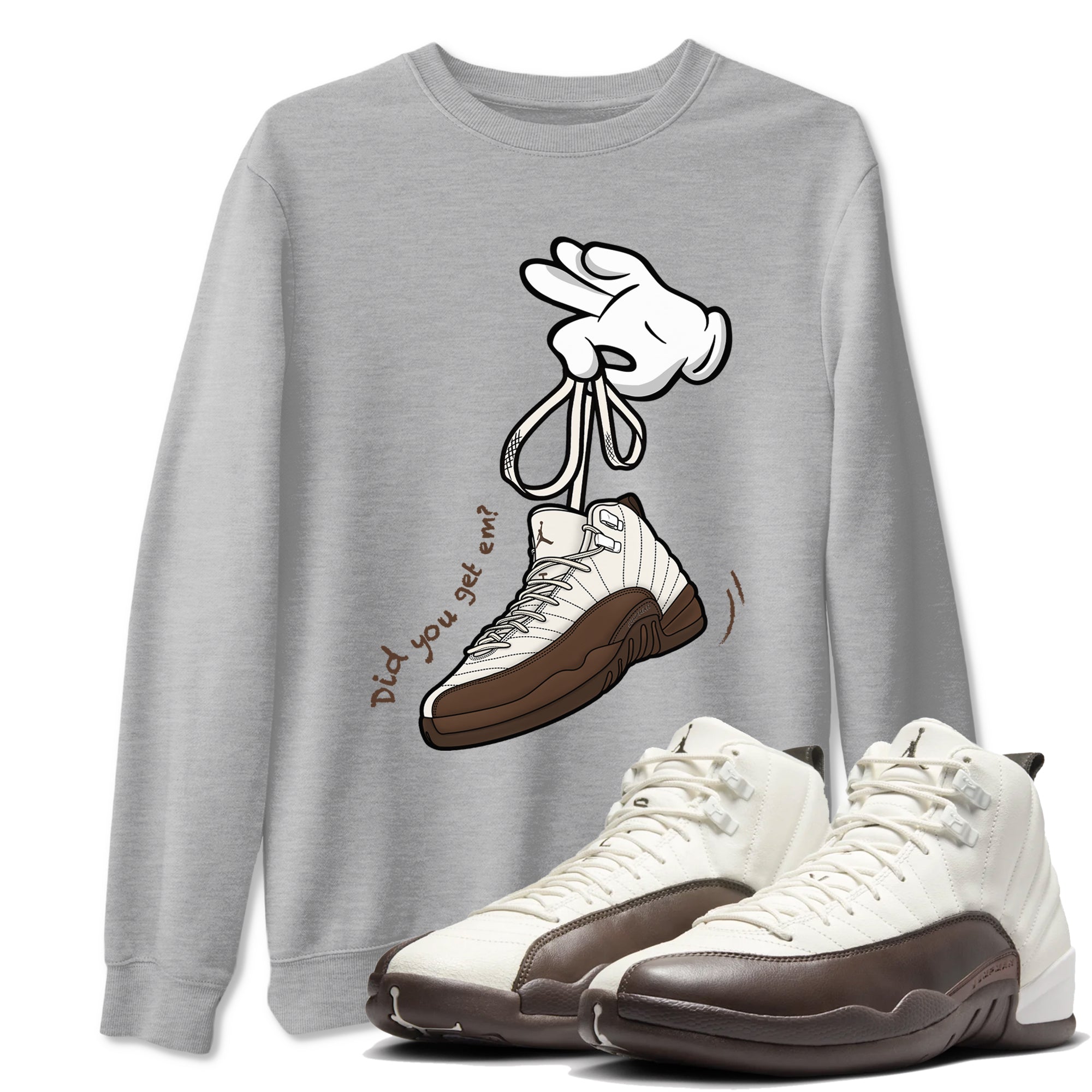 Cartoon Hands snkmatch Tees - Air Jordan 12 Baroque Brown