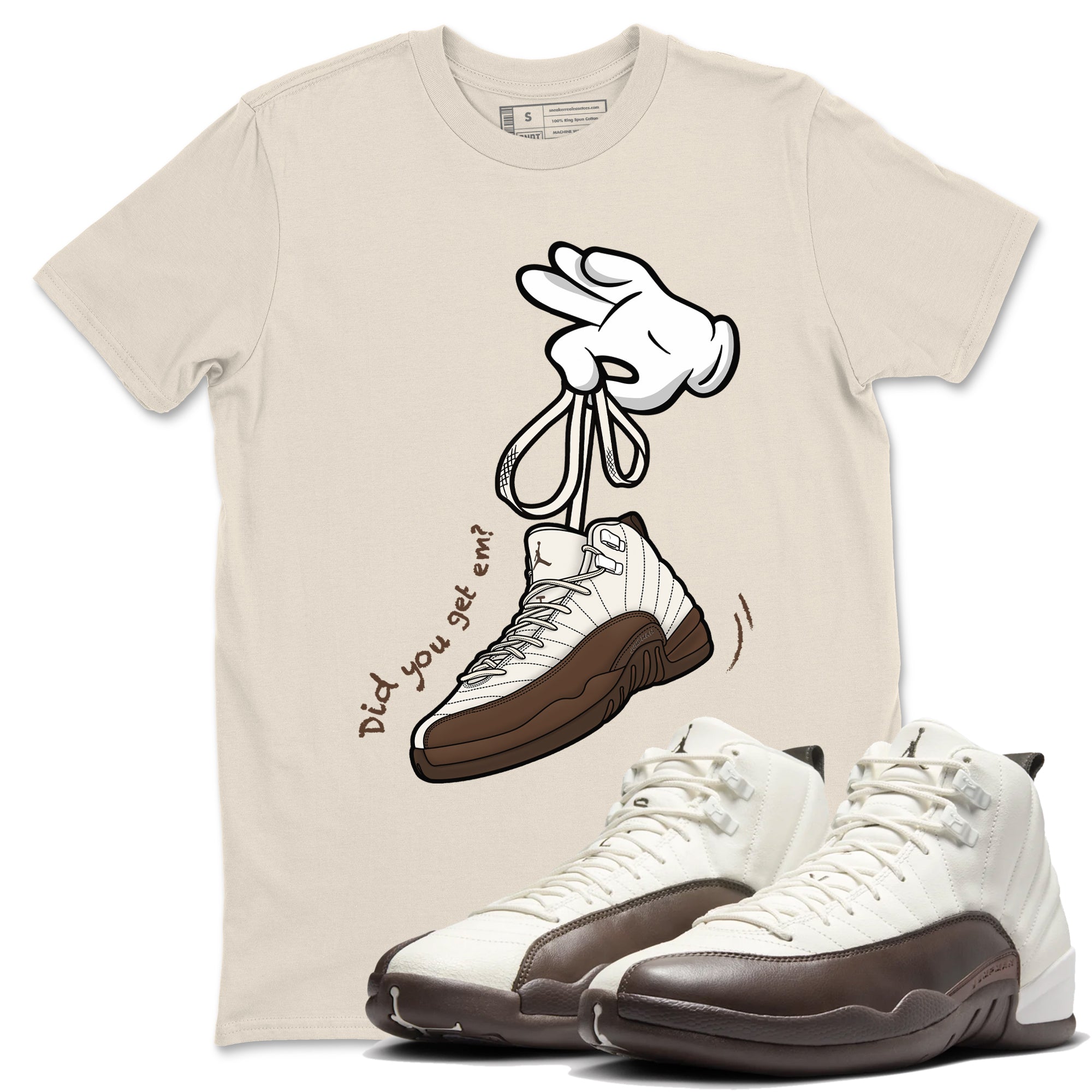 Cartoon Hands snkmatch Tees - Air Jordan 12 Baroque Brown
