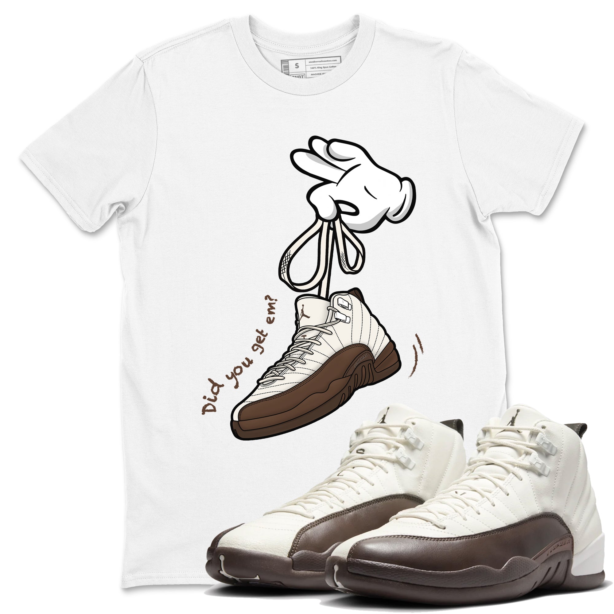 Cartoon Hands snkmatch Tees - Air Jordan 12 Baroque Brown