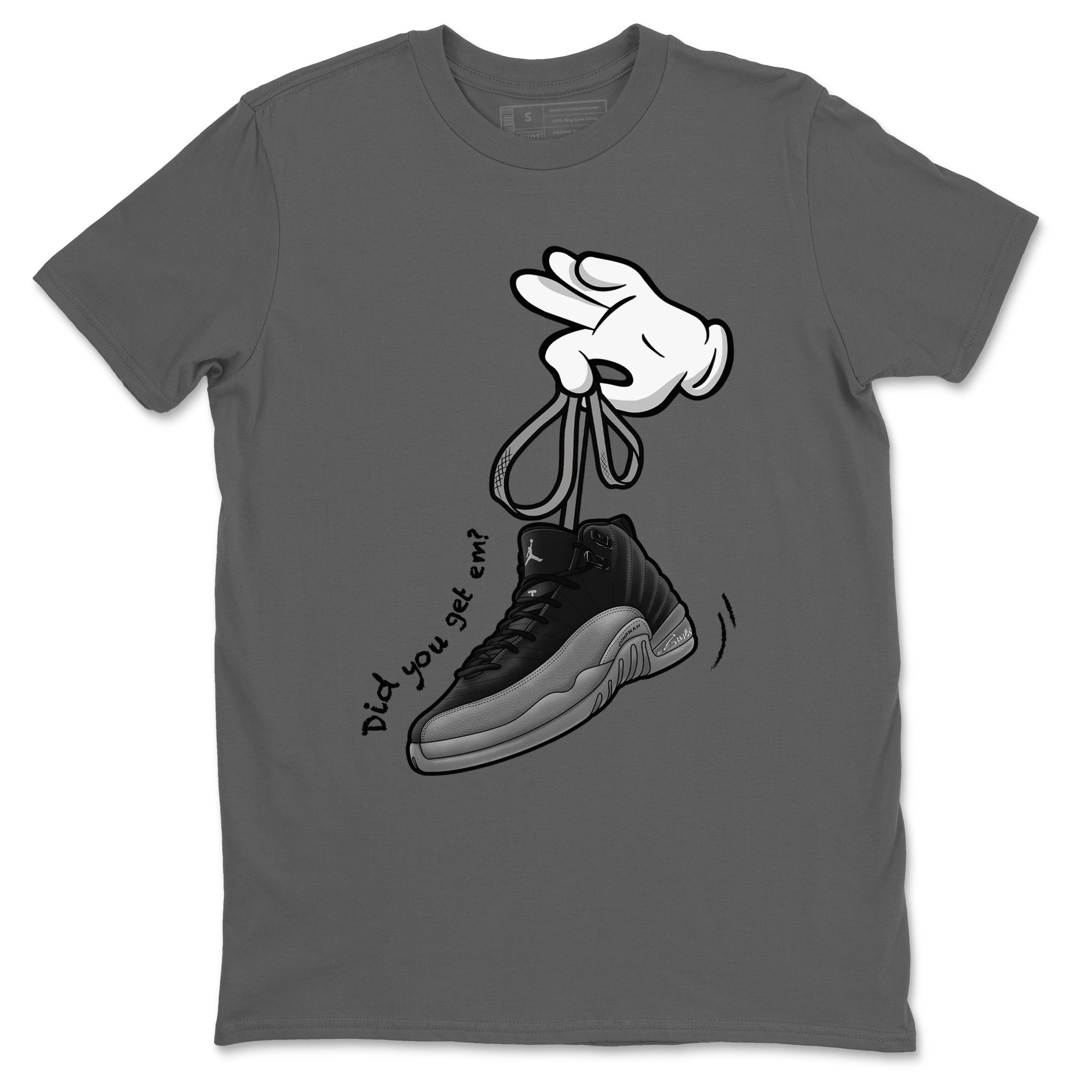 Cartoon Hands snkmatch Tees - Air Jordan 12 Black Wolf Grey