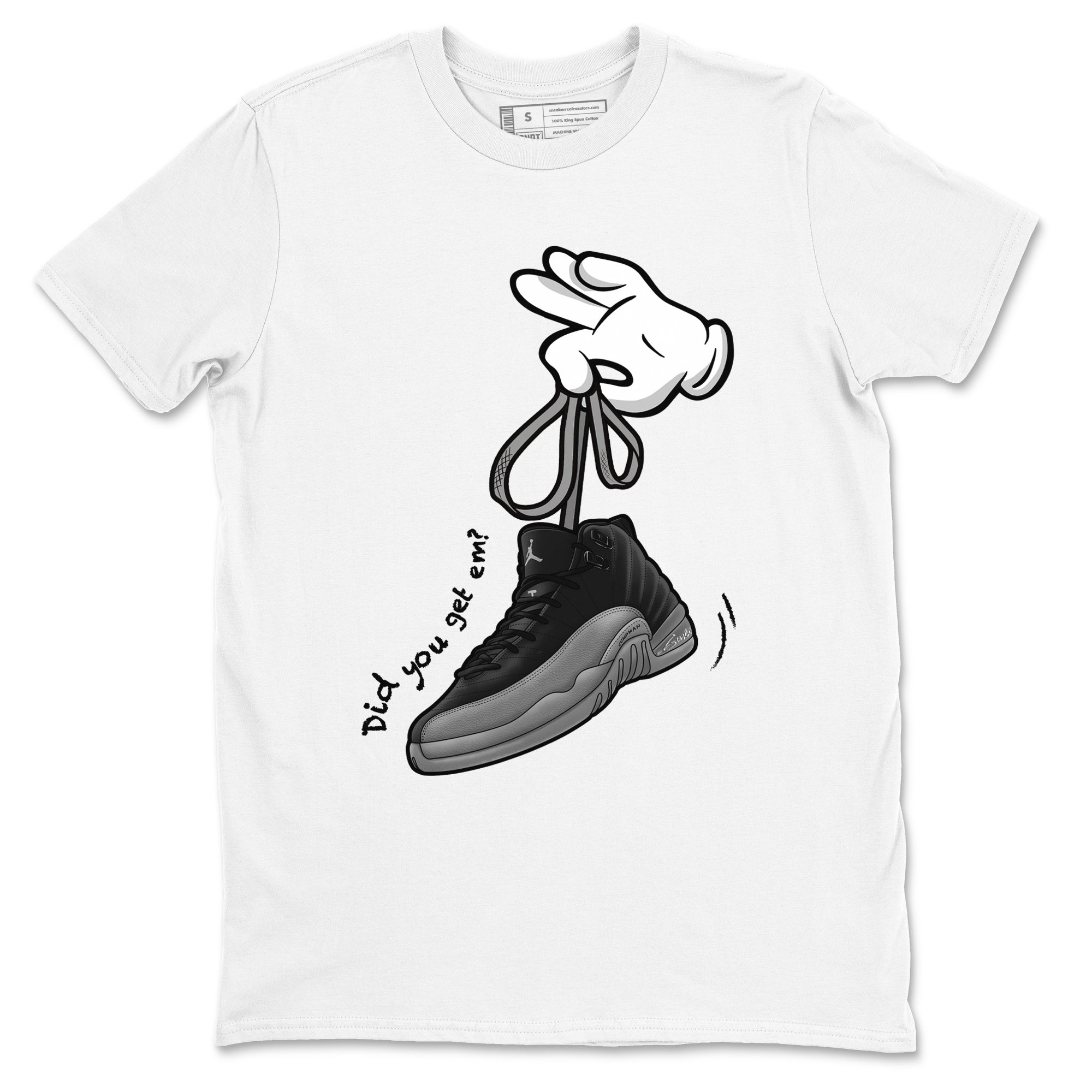 Cartoon Hands snkmatch Tees - Air Jordan 12 Black Wolf Grey