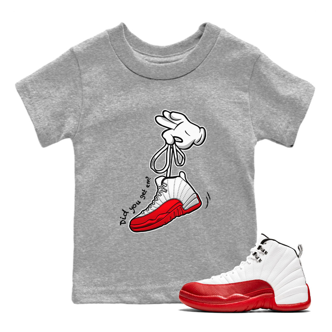 Cartoon Hands snkmatch Tee Kids - Air Jordan 12 Cherry