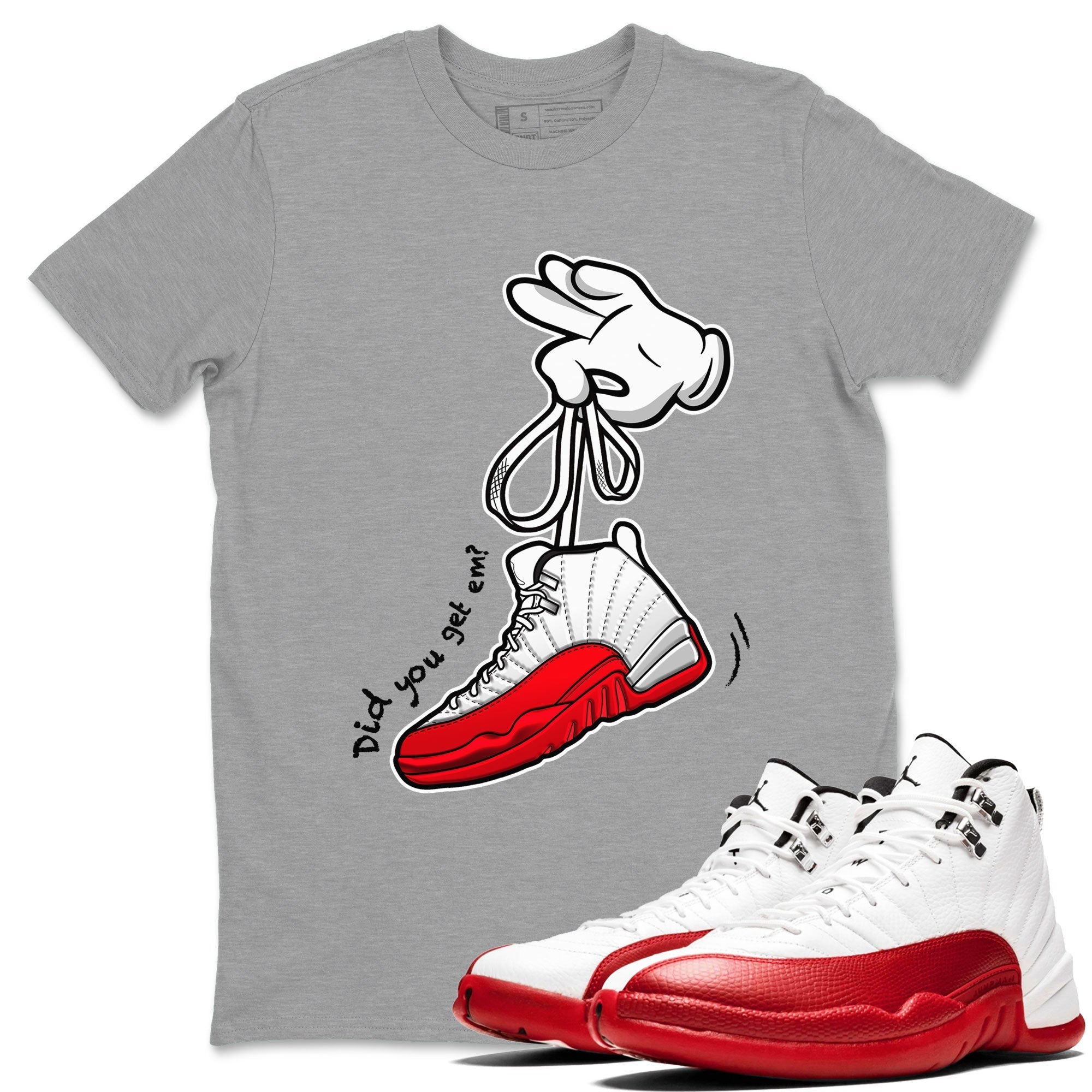 Cartoon Hands snkmatch Tee - Air Jordan 12 Cherry