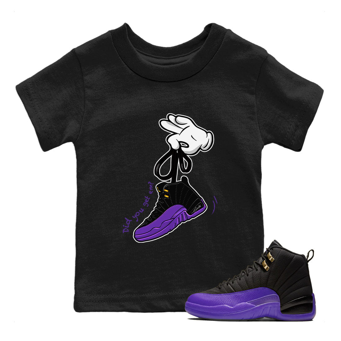 Cartoon Hands Kids Tops - Air Jordan 12 Field Purple
