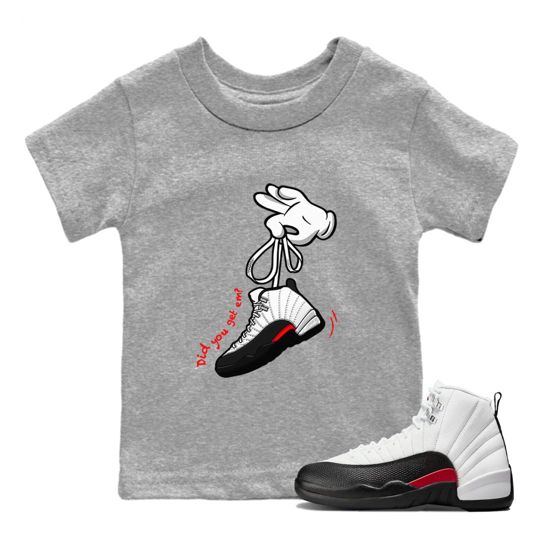 Cartoon Hands snkmatch Tees Kids - Air Jordan 12 Taxi Flip
