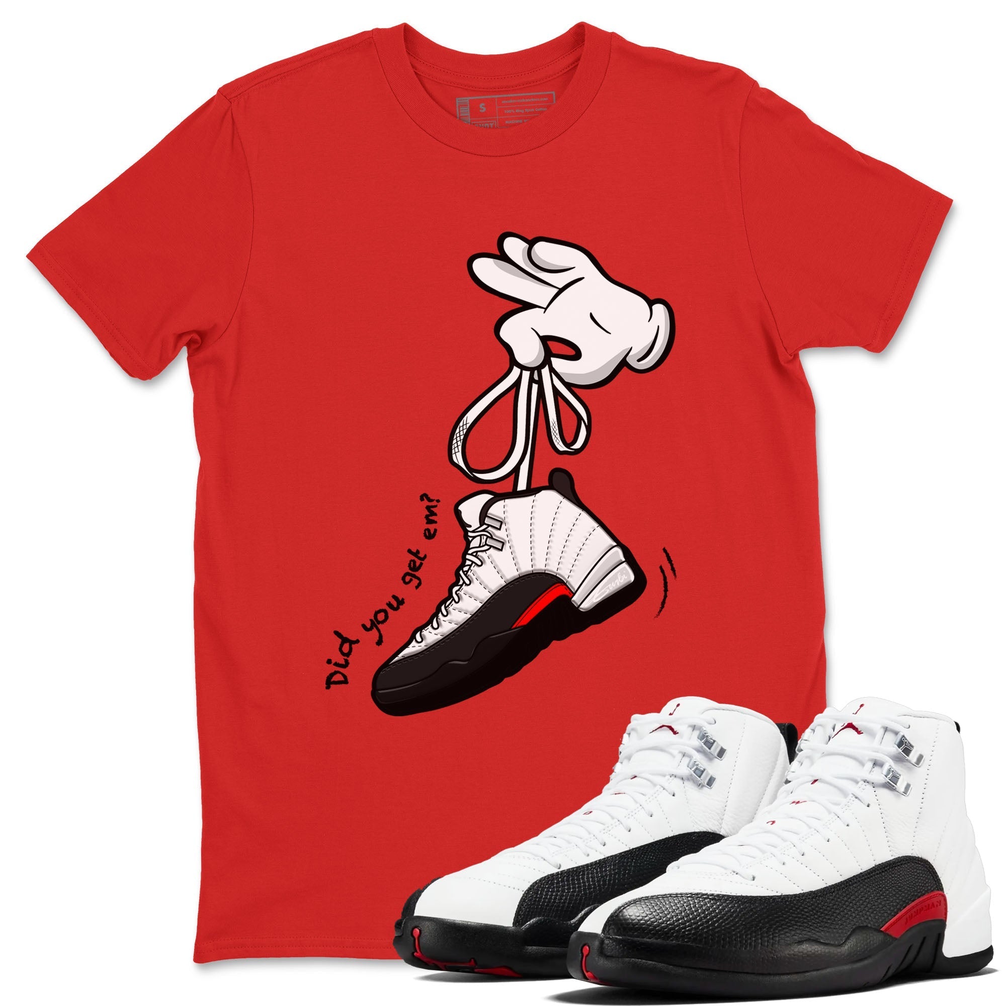 Cartoon Hands snkmatch Tees - Air Jordan 12 Taxi Flip
