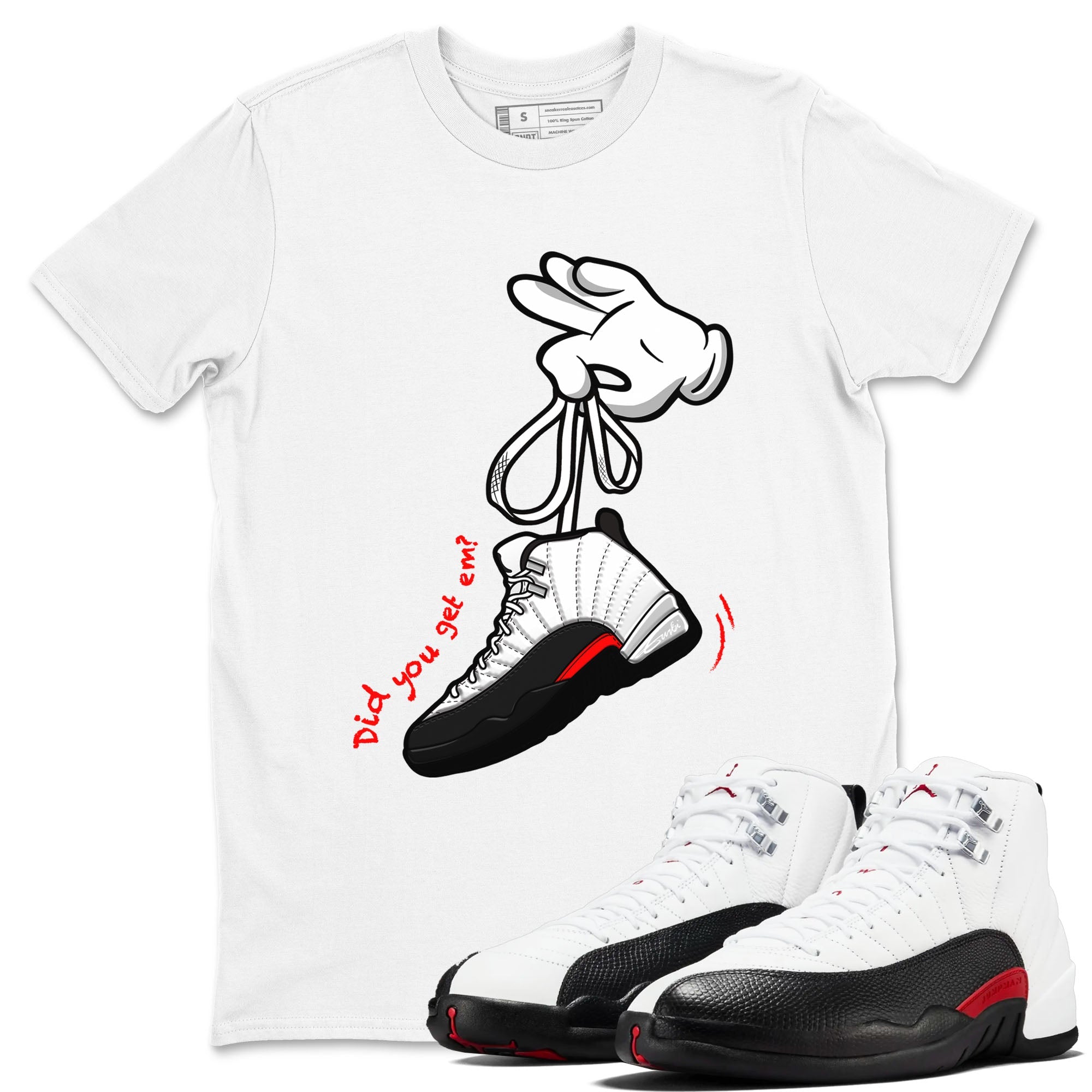 Cartoon Hands snkmatch Tees - Air Jordan 12 Taxi Flip