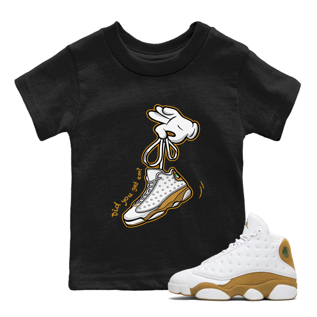 Cartoon Hands Kids Tops - Air Jordan 13 Wheat