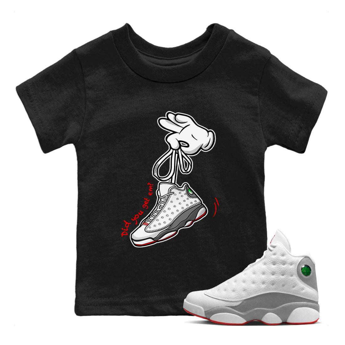 Cartoon Hands Kids Tops - Air Jordan 13 Wolf Grey