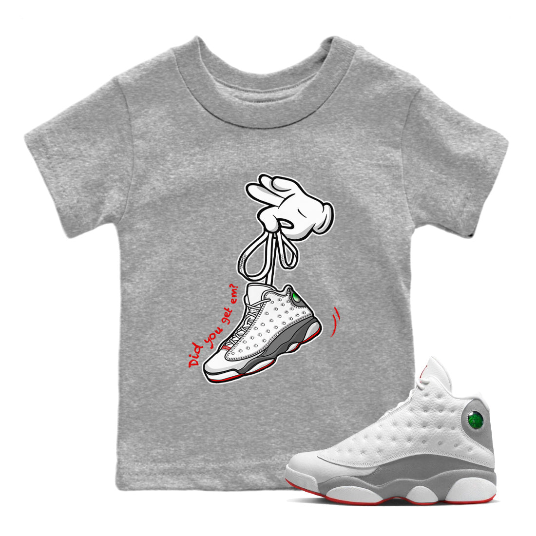 Cartoon Hands Kids Tops - Air Jordan 13 Wolf Grey