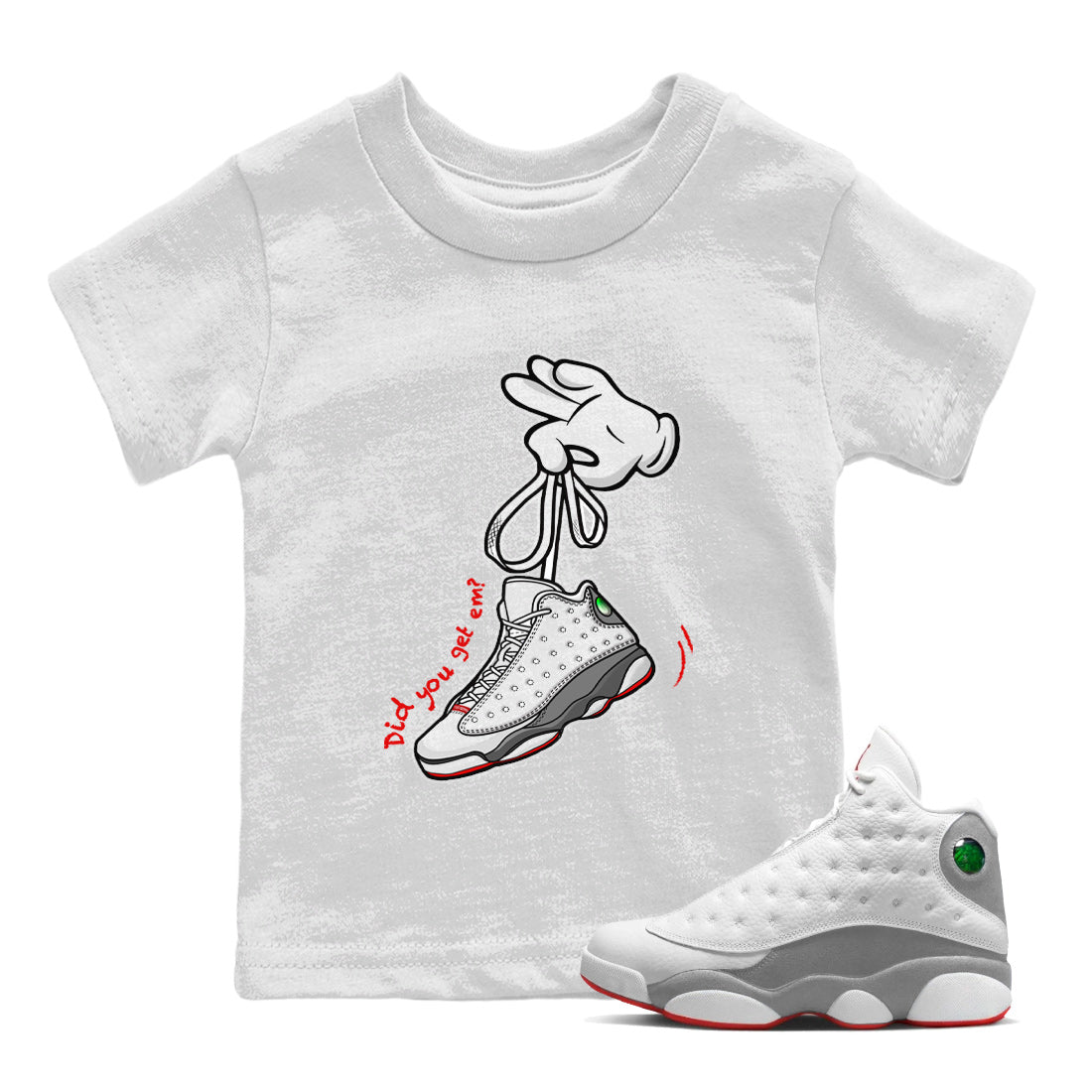 Cartoon Hands Kids Tops - Air Jordan 13 Wolf Grey