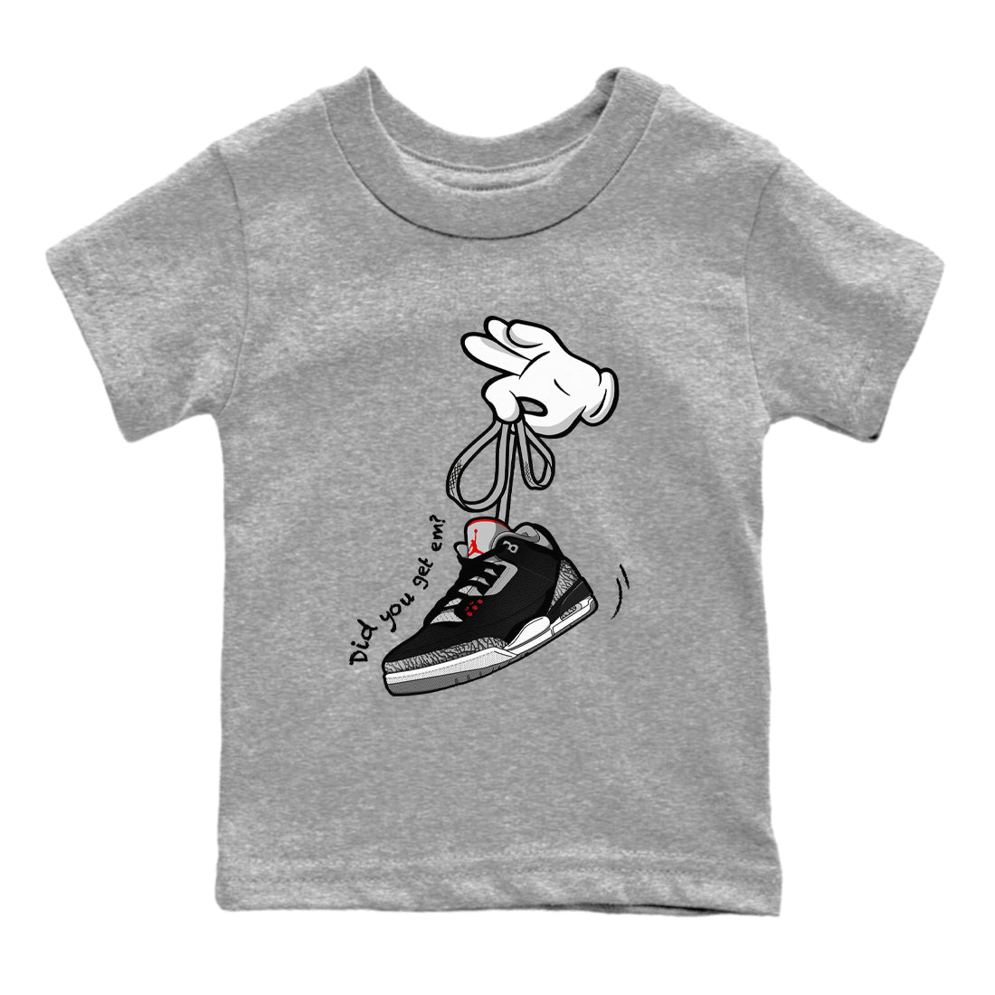 Cartoon Hands snkmatch Tees Kids - Air Jordan 3 Black Cement