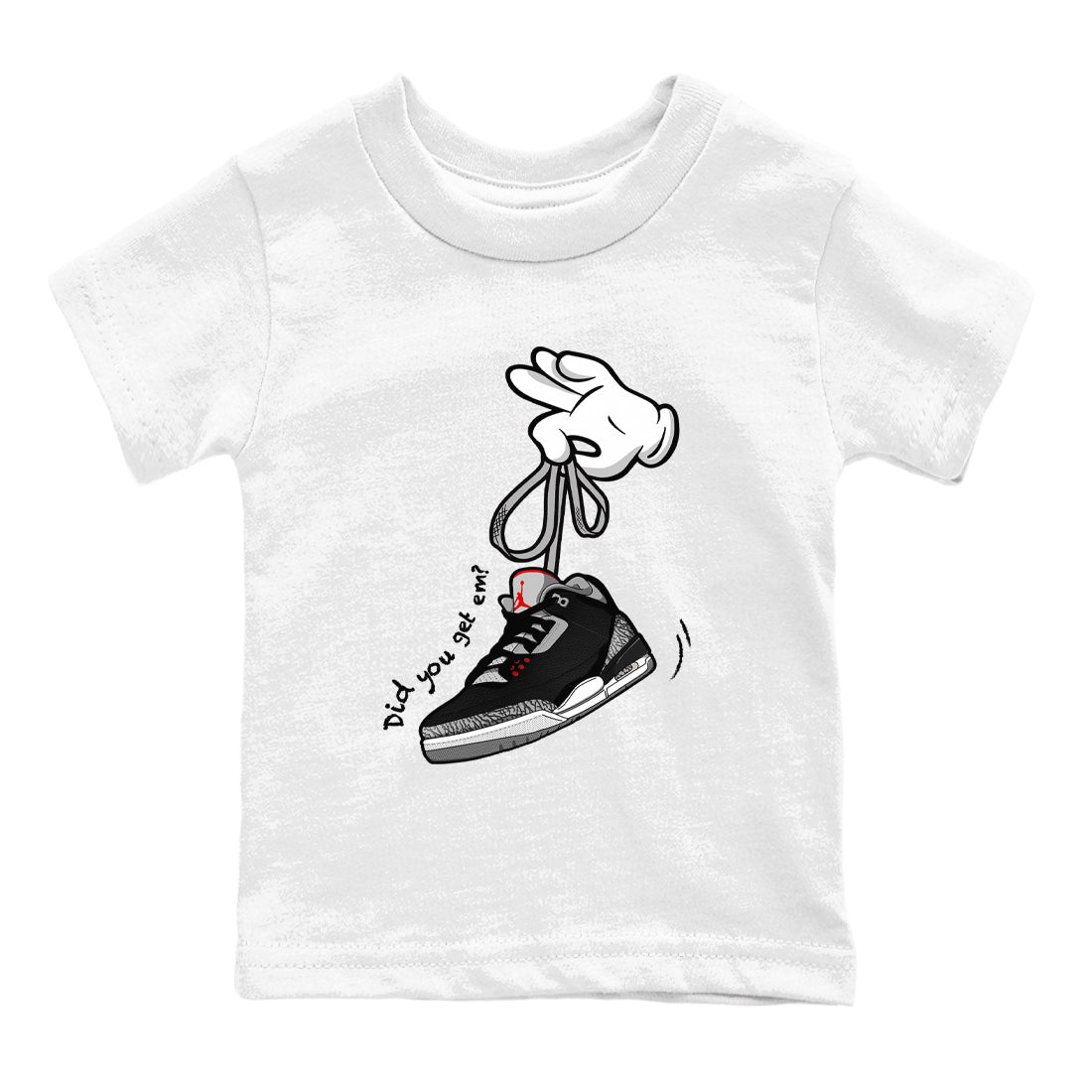 Cartoon Hands snkmatch Tees Kids - Air Jordan 3 Black Cement