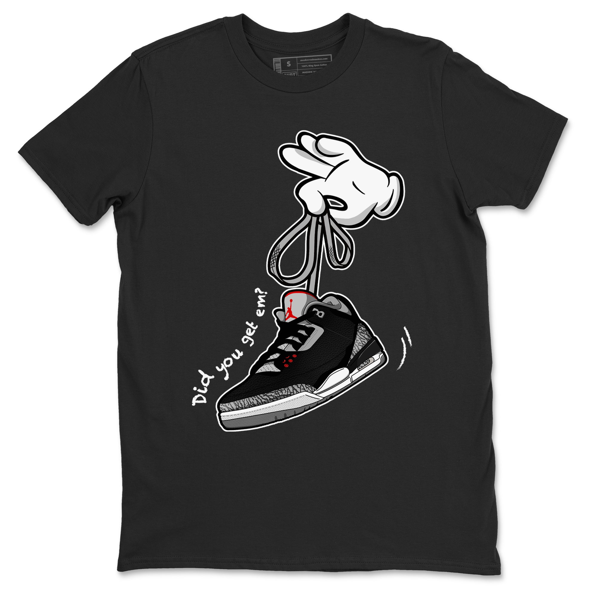 Cartoon Hands snkmatch Tees - Air Jordan 3 Black Cement