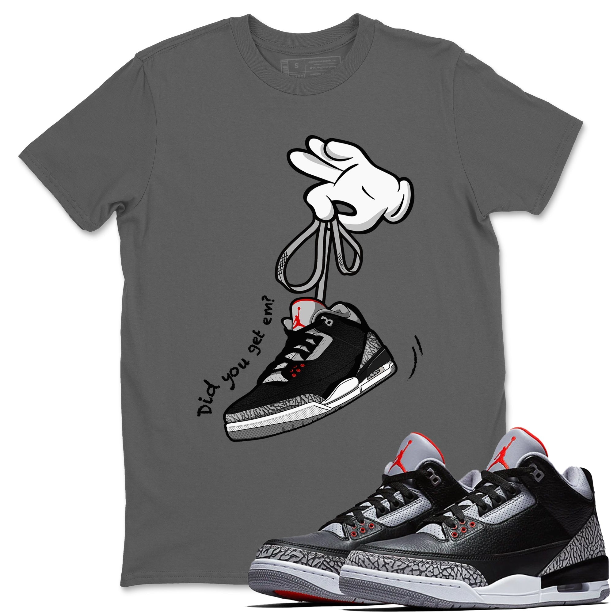 Cartoon Hands snkmatch Tees - Air Jordan 3 Black Cement