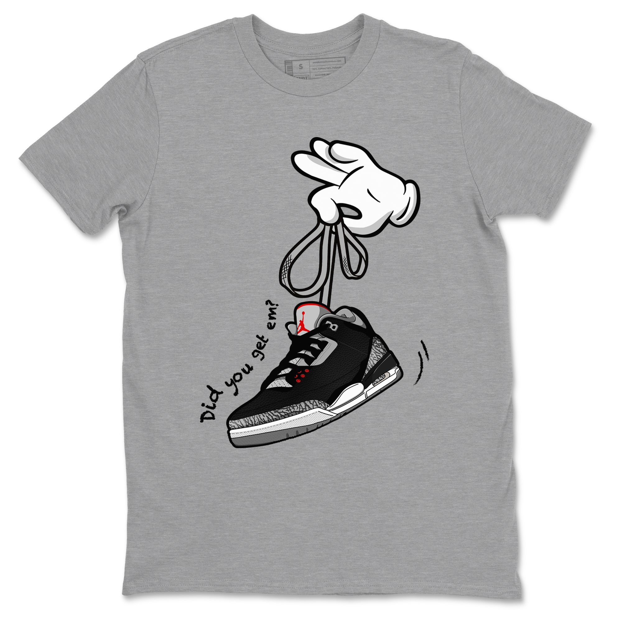 Cartoon Hands snkmatch Tees - Air Jordan 3 Black Cement