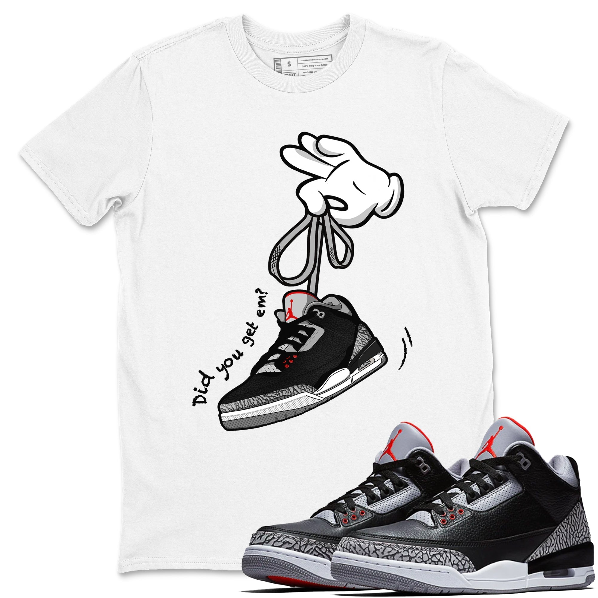 Cartoon Hands snkmatch Tees - Air Jordan 3 Black Cement