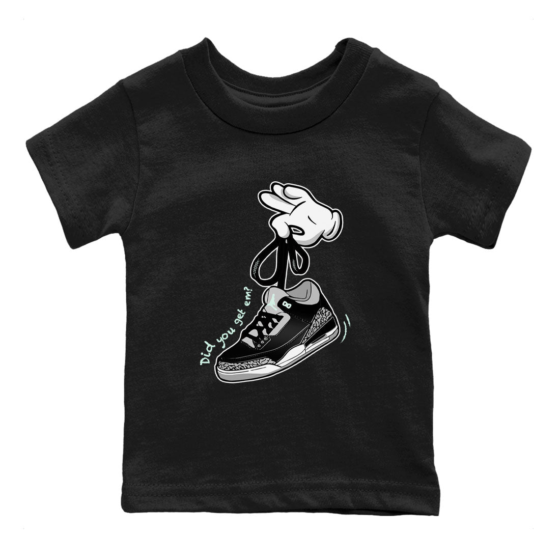 Cartoon Hands snkmatch Tees Kids - Air Jordan 3 Green Glow