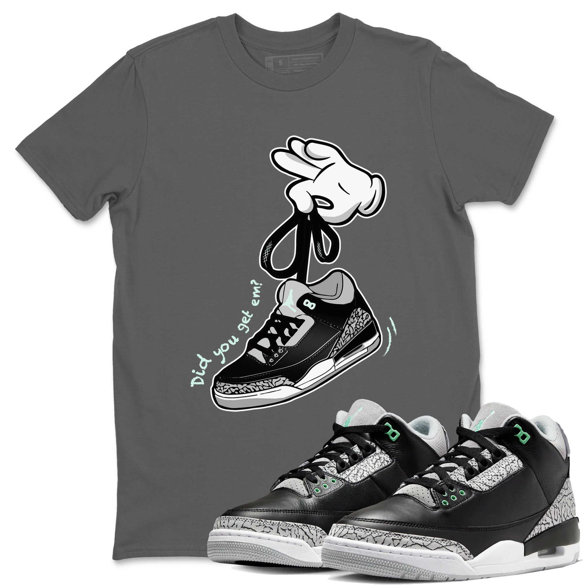 Cartoon Hands snkmatch Tees - Air Jordan 3 Green Glow
