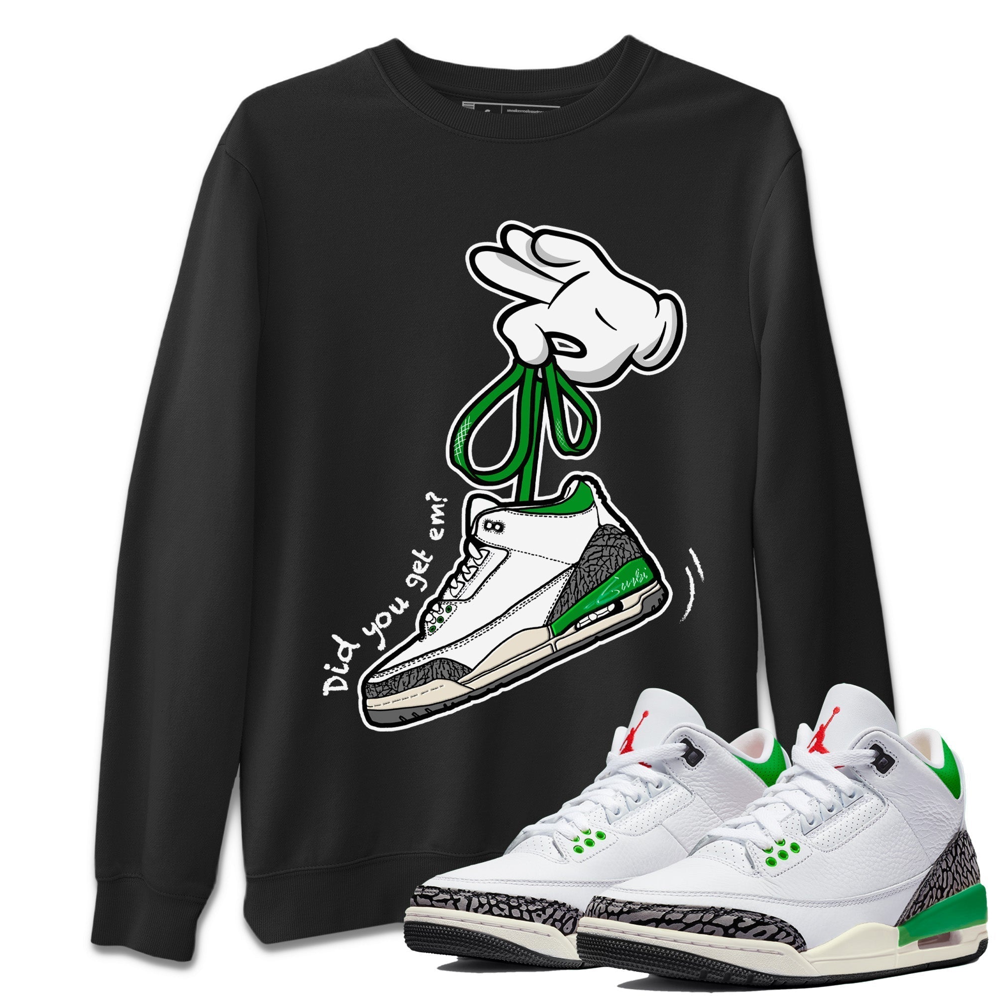 Cartoon Hands Unisex Tops - Air Jordan 3 Lucky Green