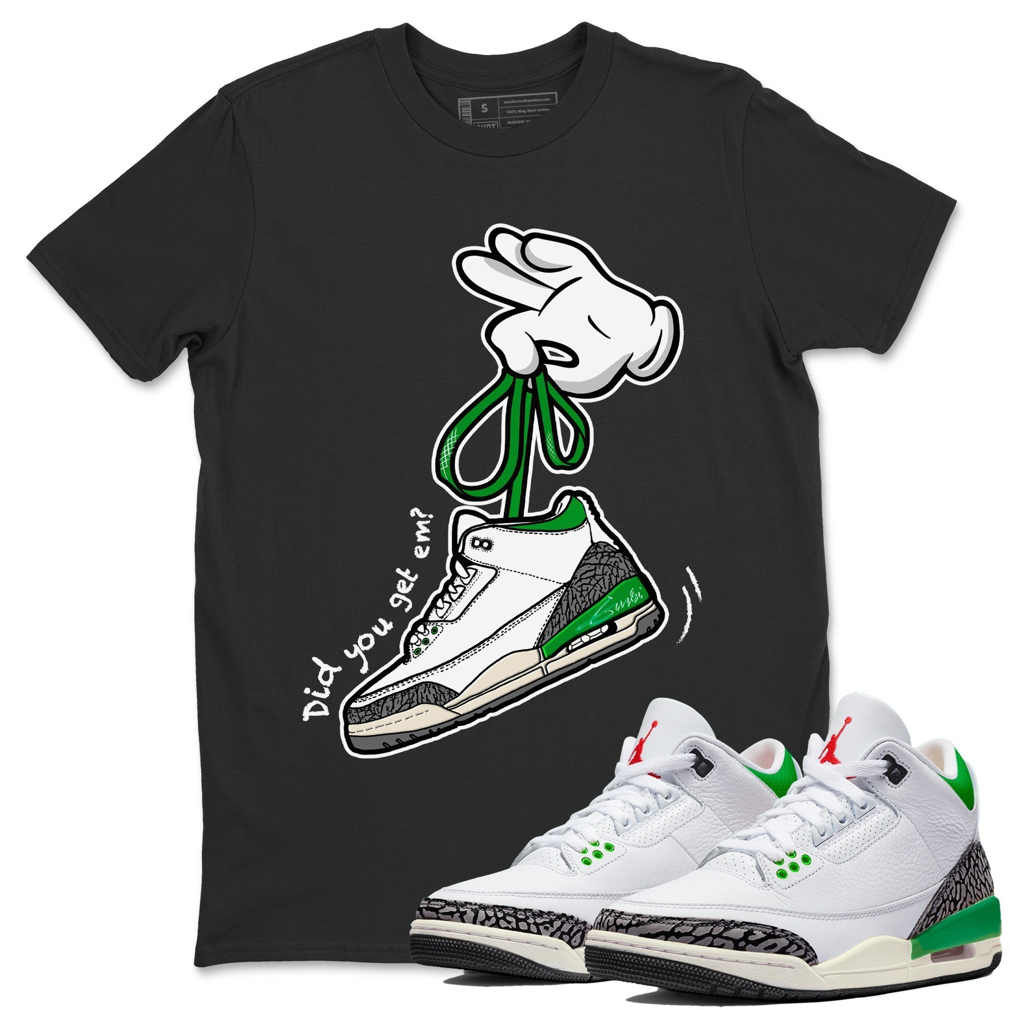 Cartoon Hands Unisex Tops - Air Jordan 3 Lucky Green