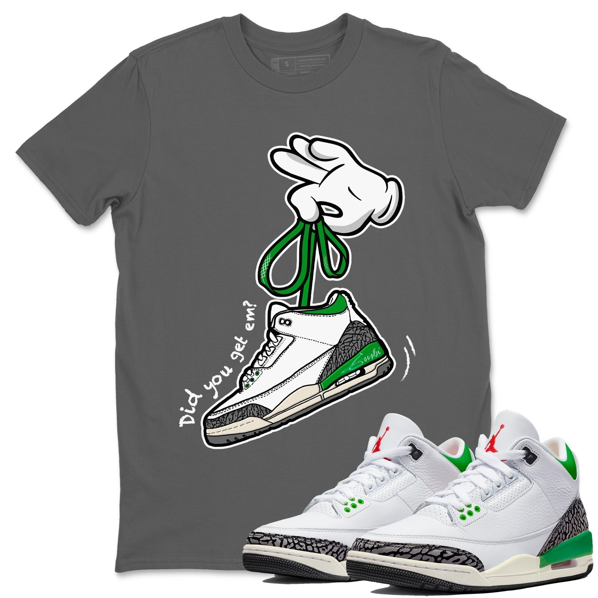 Cartoon Hands Unisex Tops - Air Jordan 3 Lucky Green