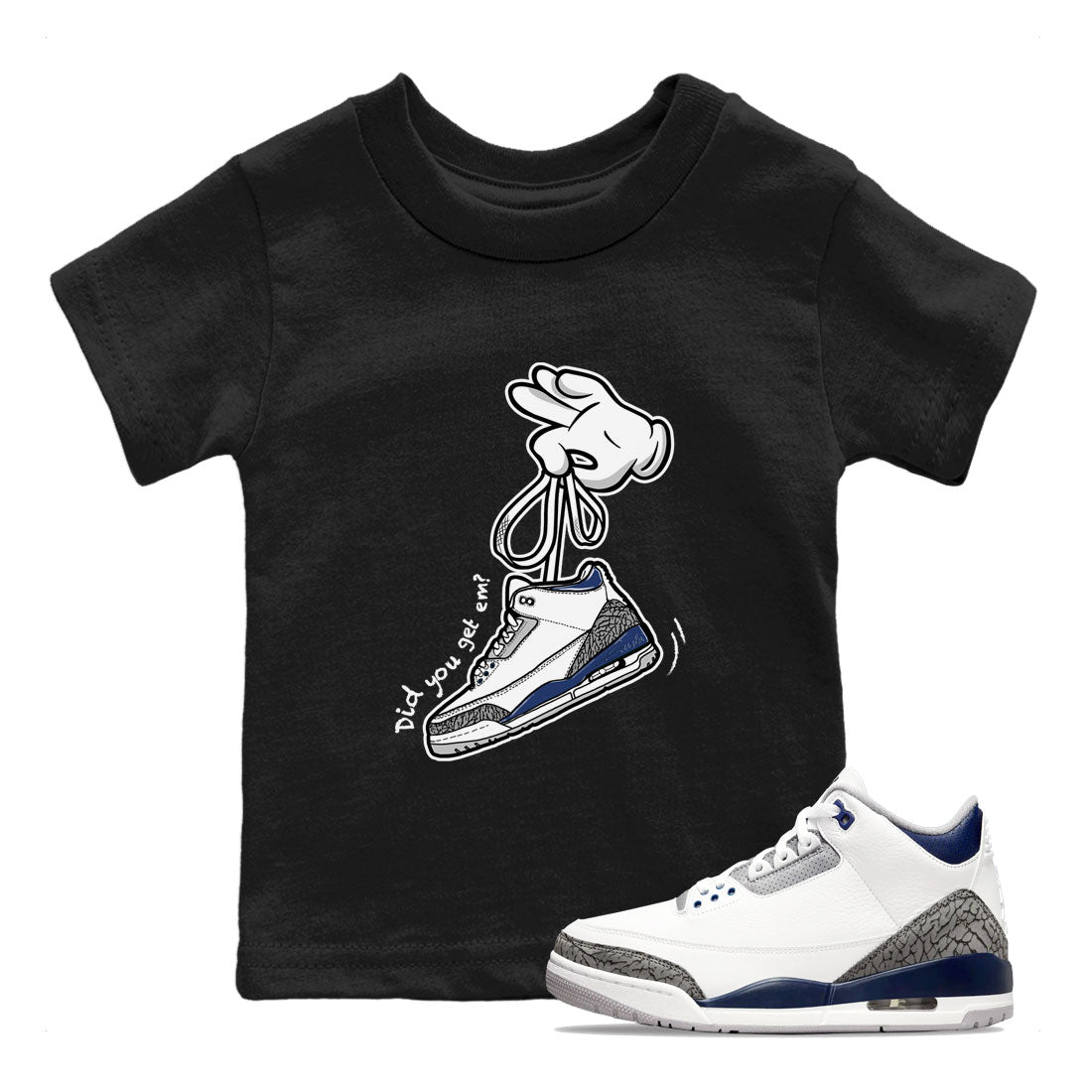 Cartoon Hands snkmatch Tees Kids - Air Jordan 3 Midnight Navy 2023