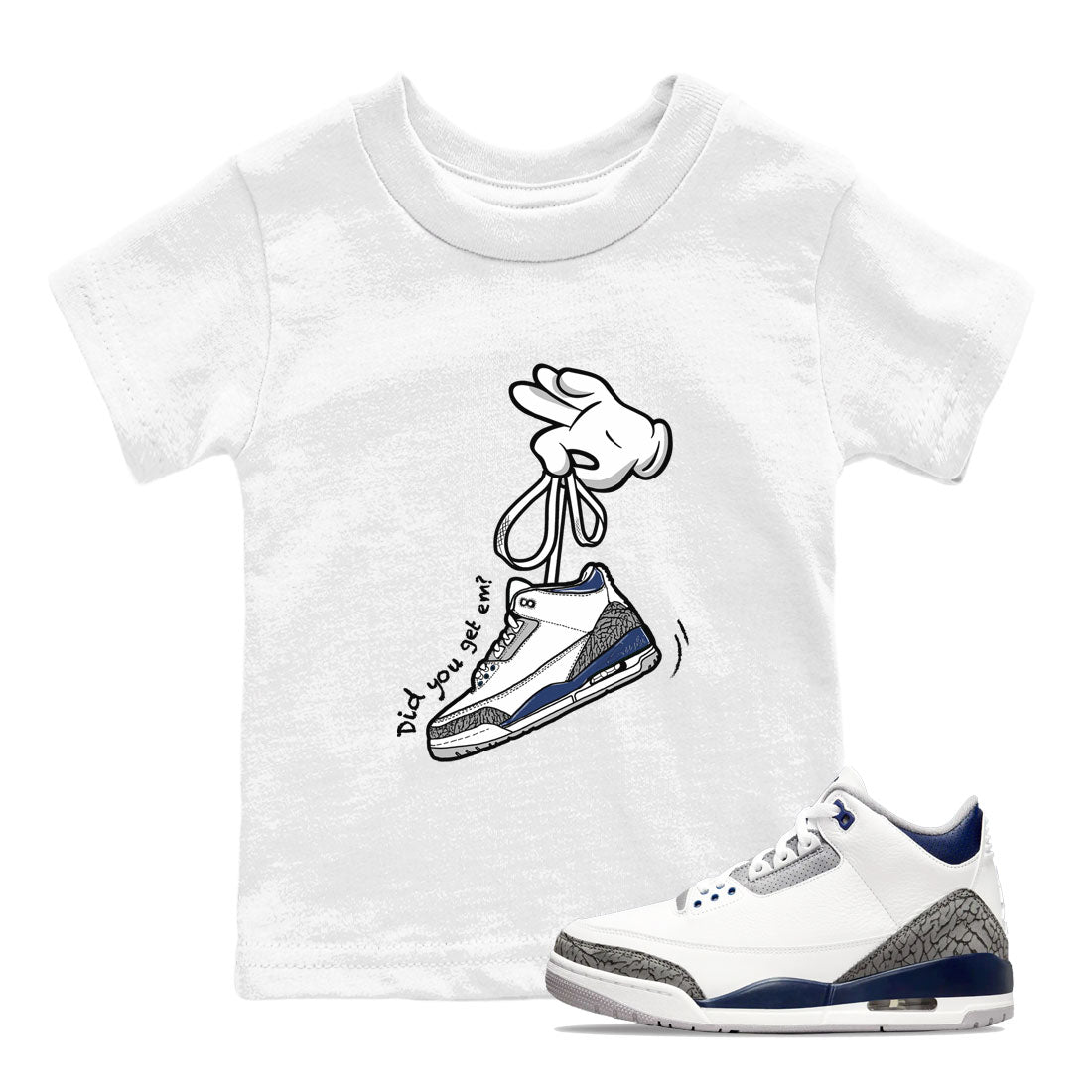 Cartoon Hands snkmatch Tees Kids - Air Jordan 3 Midnight Navy 2023