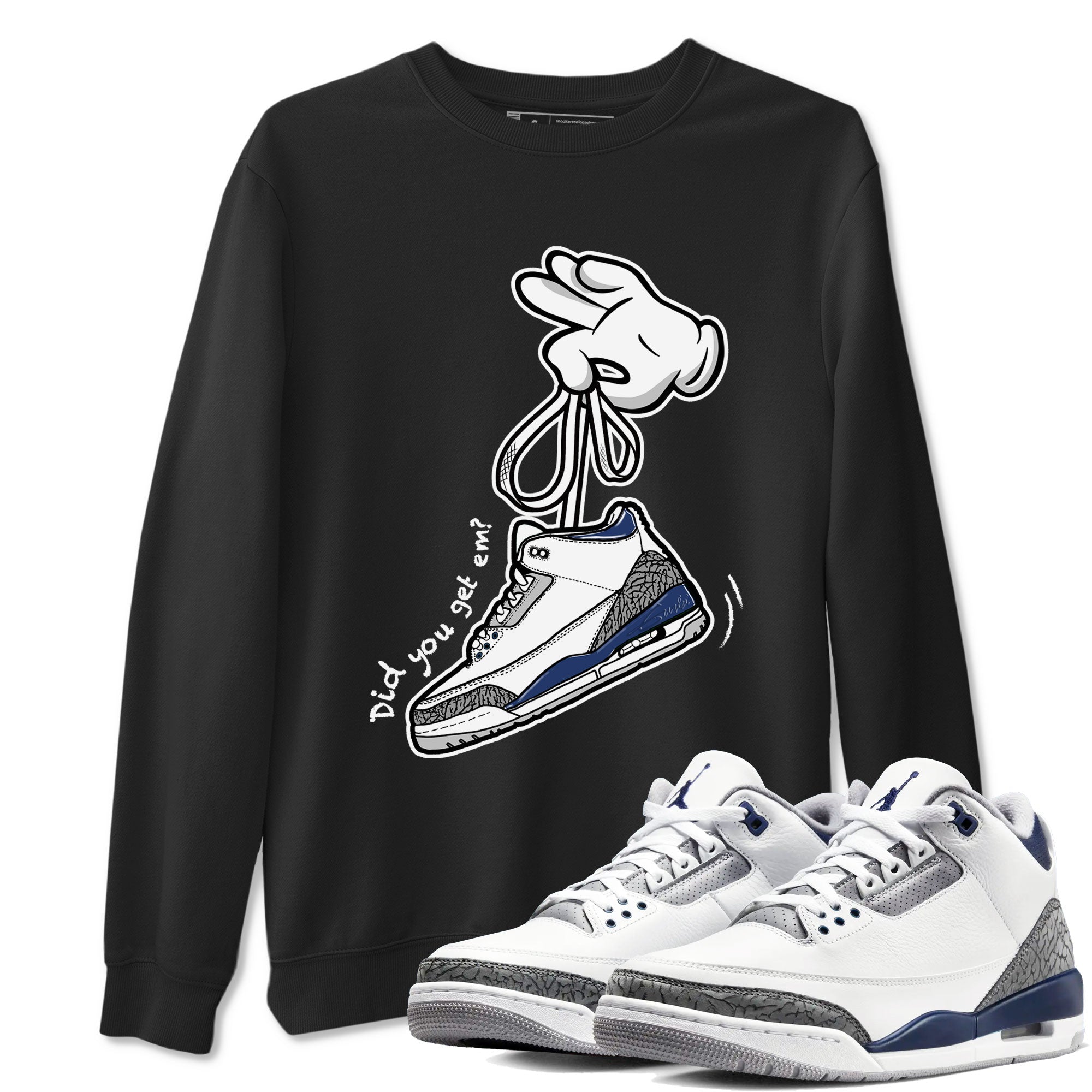 Cartoon Hands snkmatch Tees - Air Jordan 3 Midnight Navy 2023