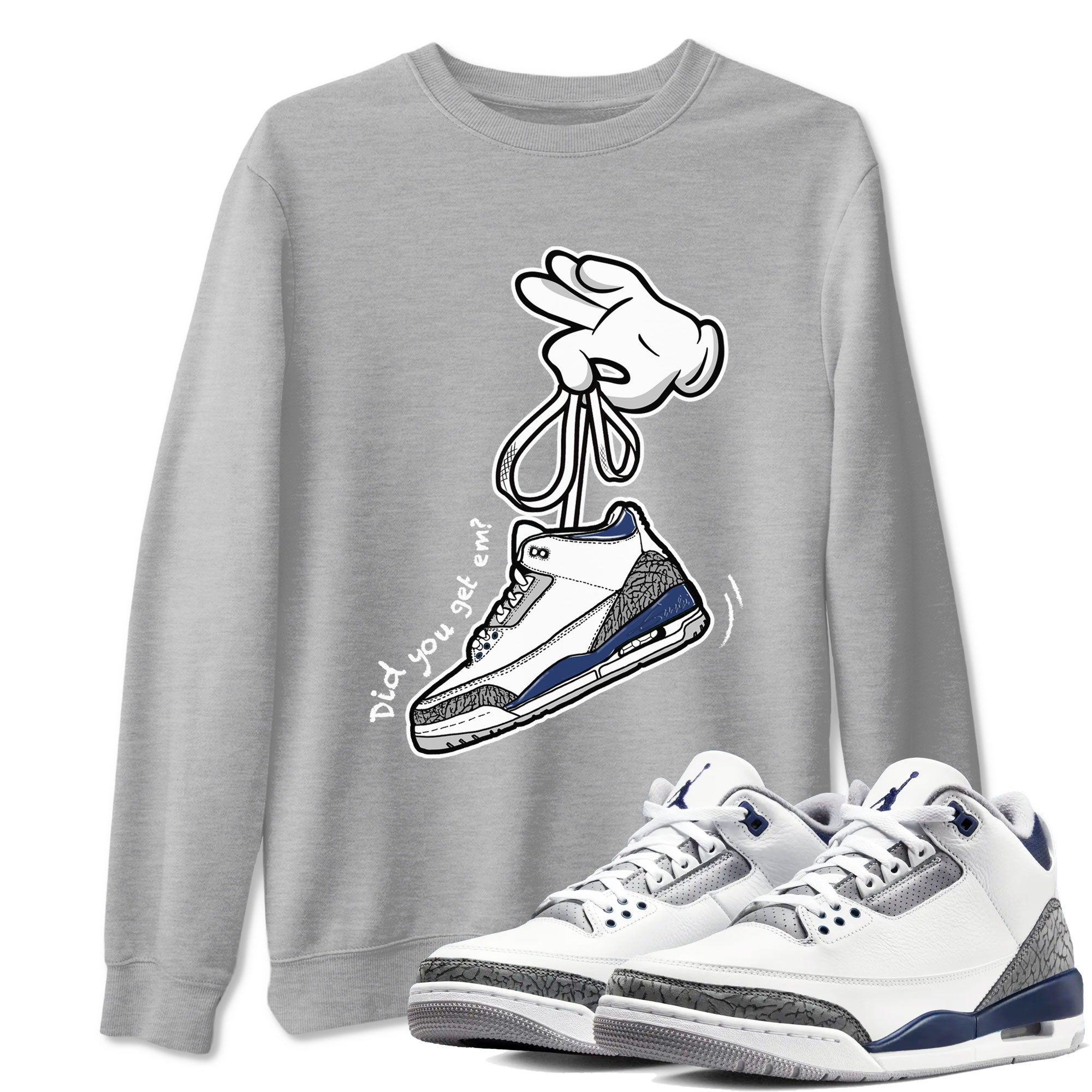 Cartoon Hands snkmatch Tees - Air Jordan 3 Midnight Navy 2023