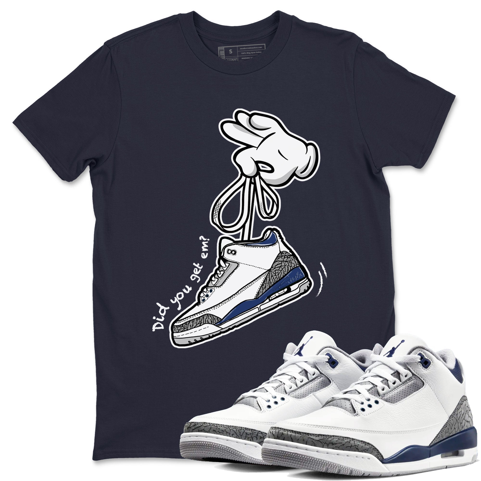 Cartoon Hands snkmatch Tees - Air Jordan 3 Midnight Navy 2023