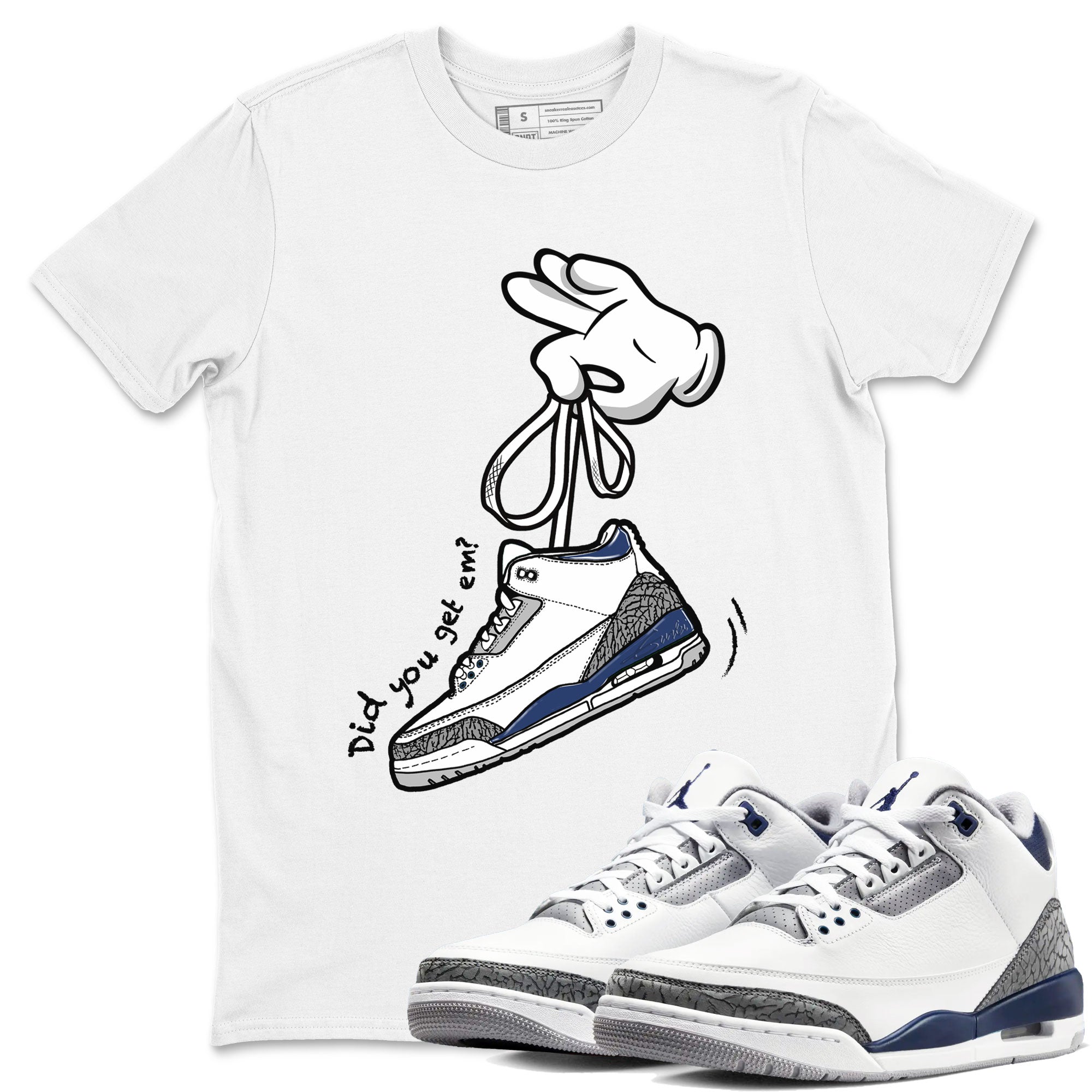 Cartoon Hands snkmatch Tees - Air Jordan 3 Midnight Navy 2023