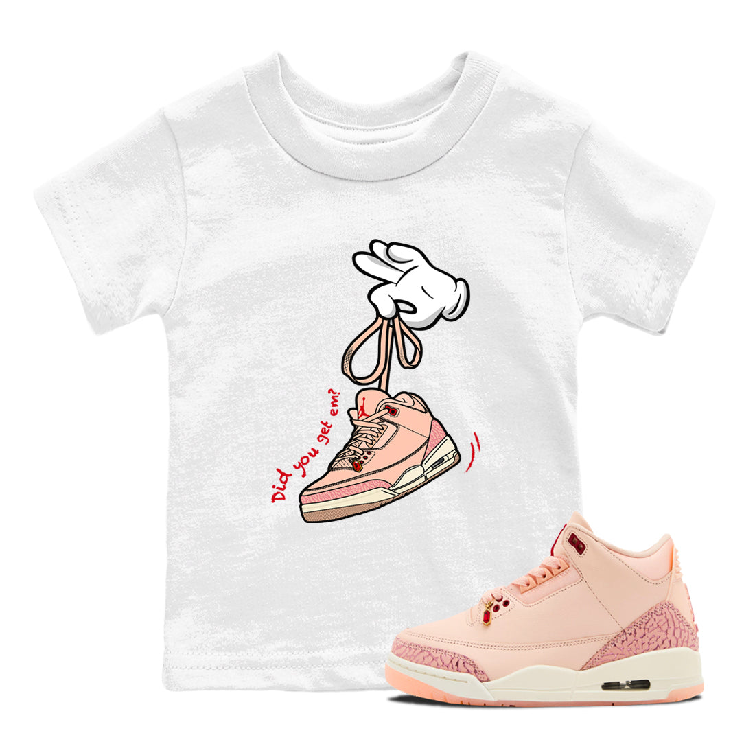 Cartoon Hands snkmatch Tees Kids - Air Jordan 3 Valentines Day